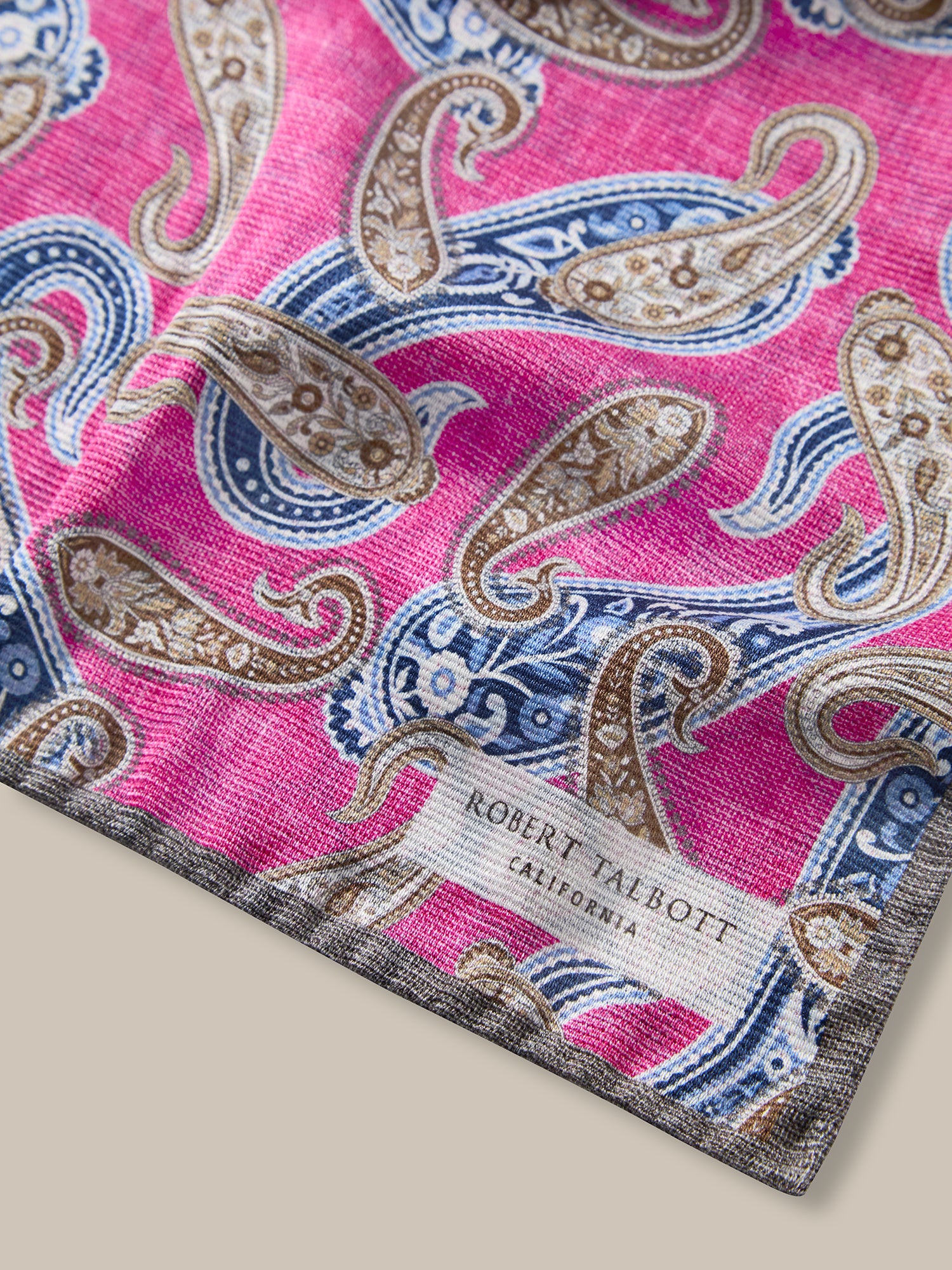 Robert Talbott Collins Paisley Pochette Fuchsia Multi seta