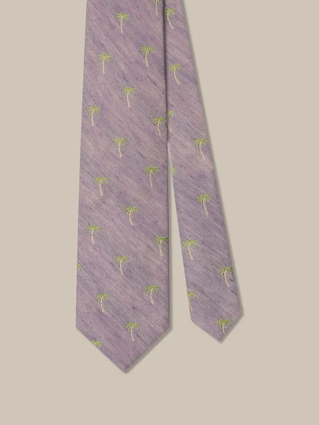 Robert Talbott Palm cravatta seta lino viola REG
