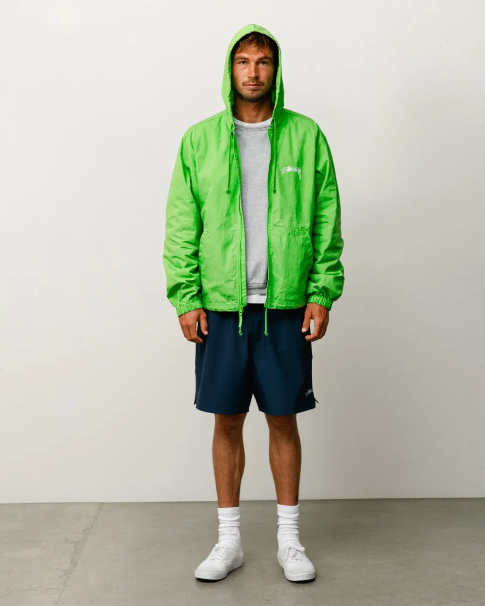 Stussy Shell giacca cotone cerato verde kiwi uomo