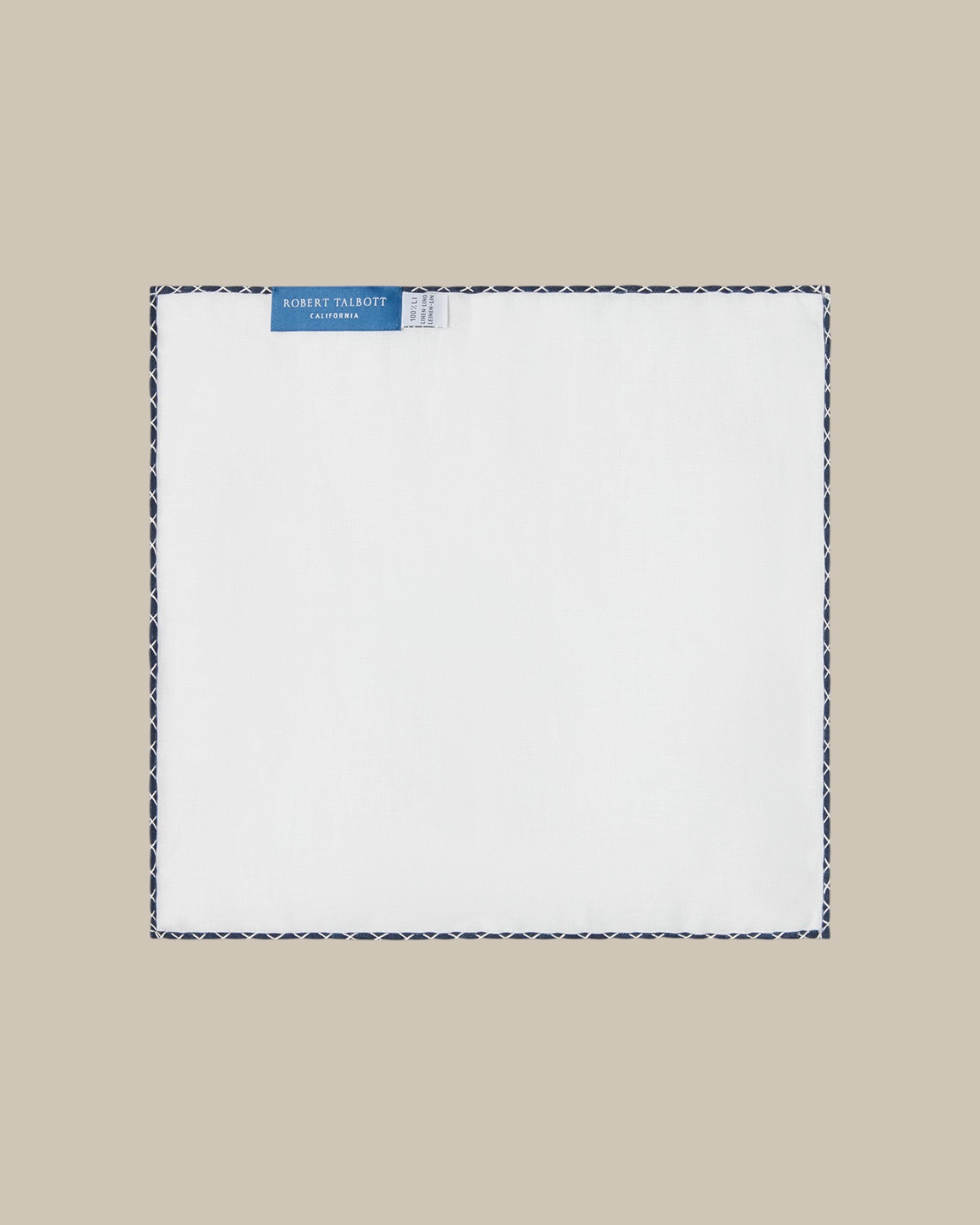 Robert Talbott Carlton Linen Cross Stitch Border pochette bianca