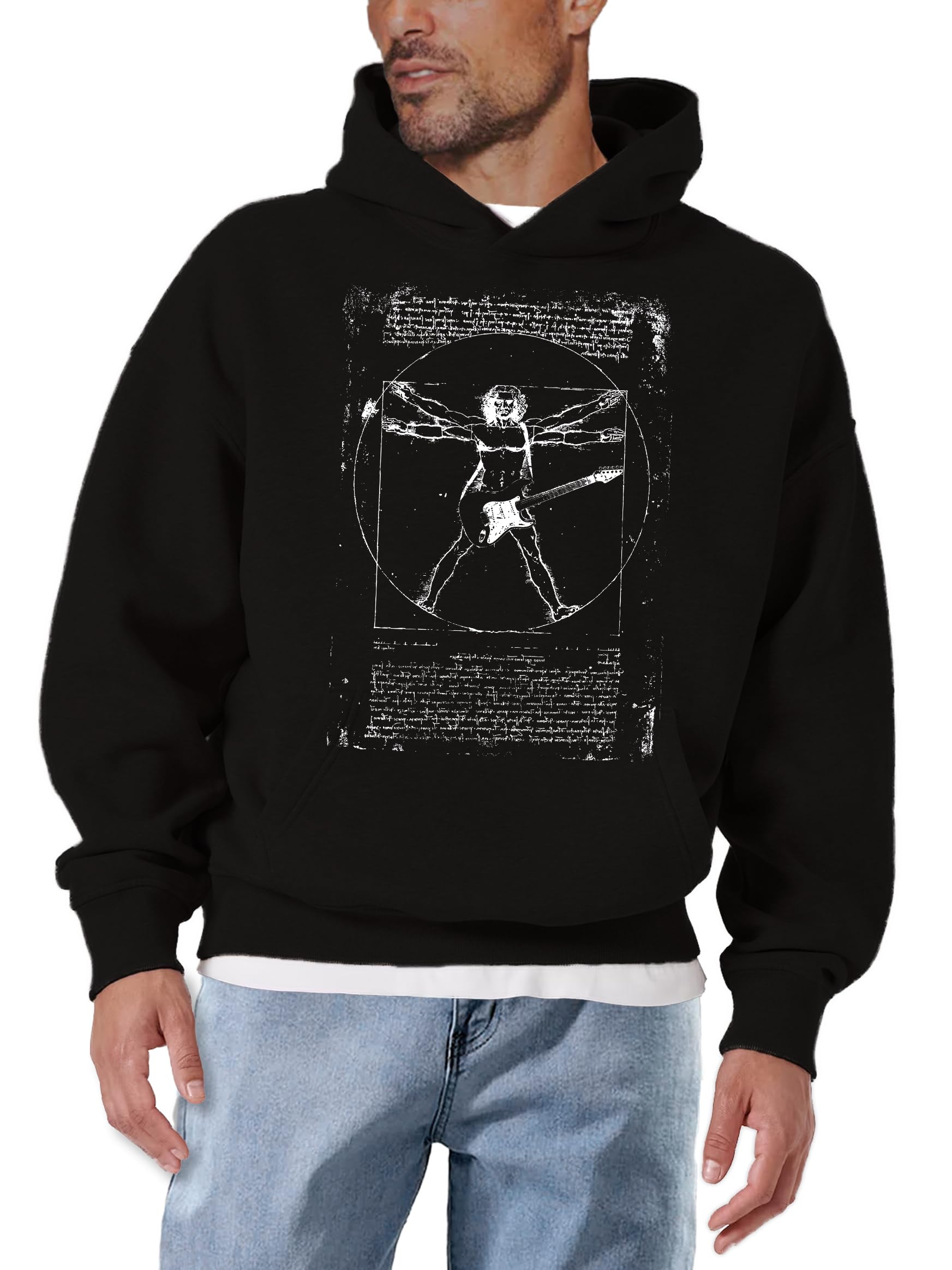 MAKAYA Felpa con Cappuccio Uomo Chitarra Rock Taglia L
