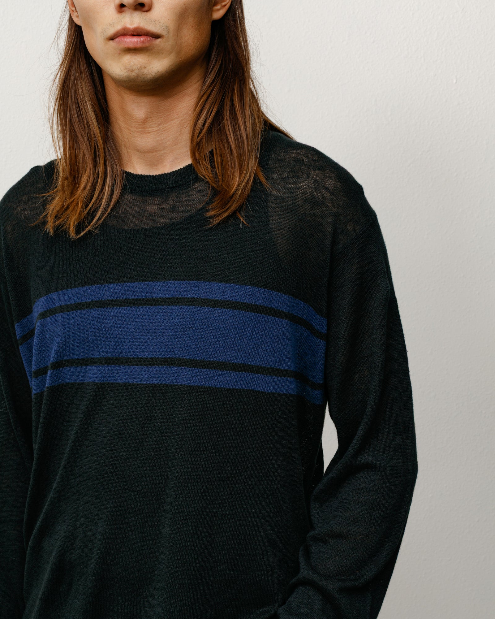 Stussy Maglione Leggero a Righe maglia nera lino