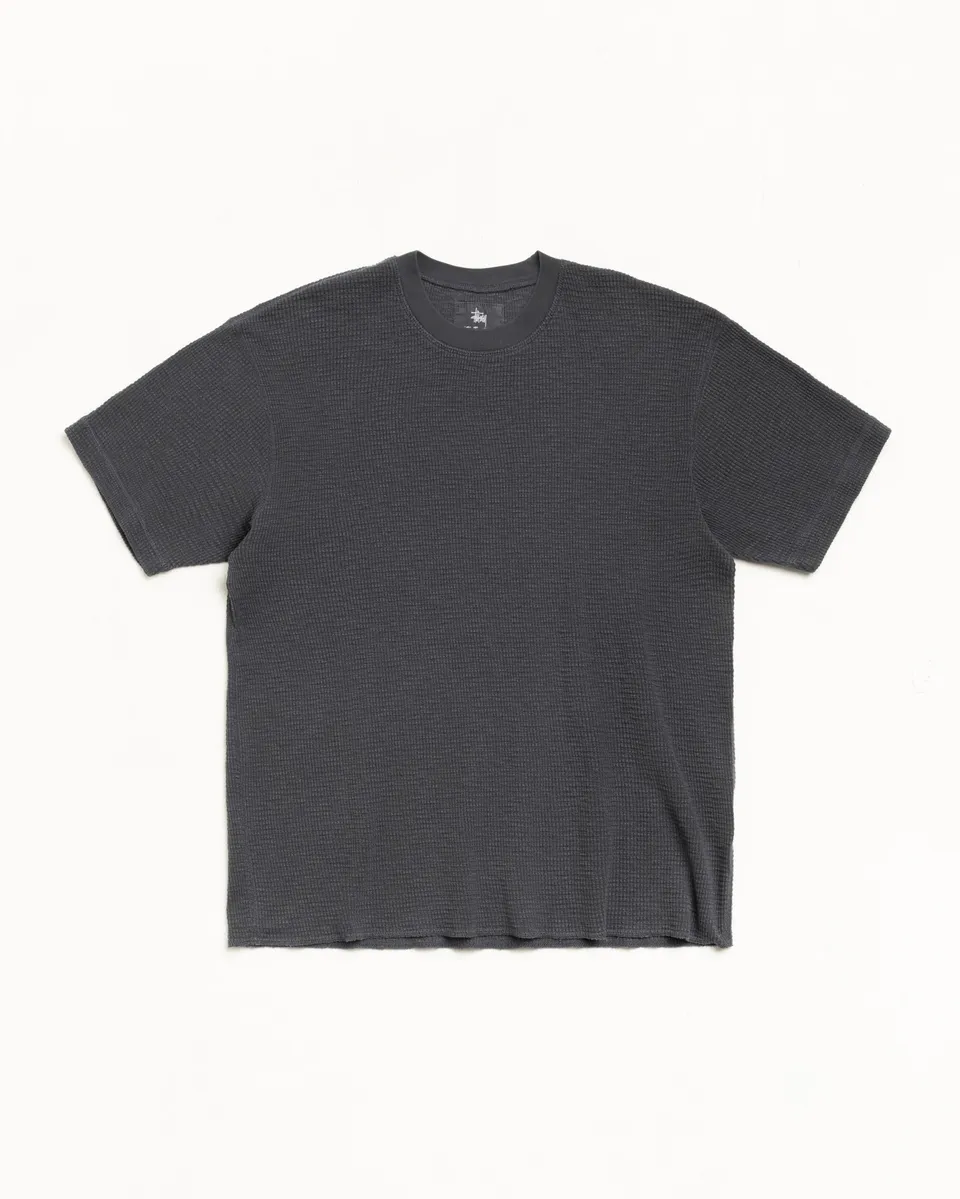 Stussy Pigment Dyed maglietta Faded Black waffle