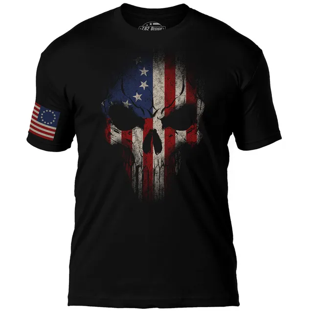 7.62 Design Betsy Ross Skull Maglietta Uomo Nera Cotone