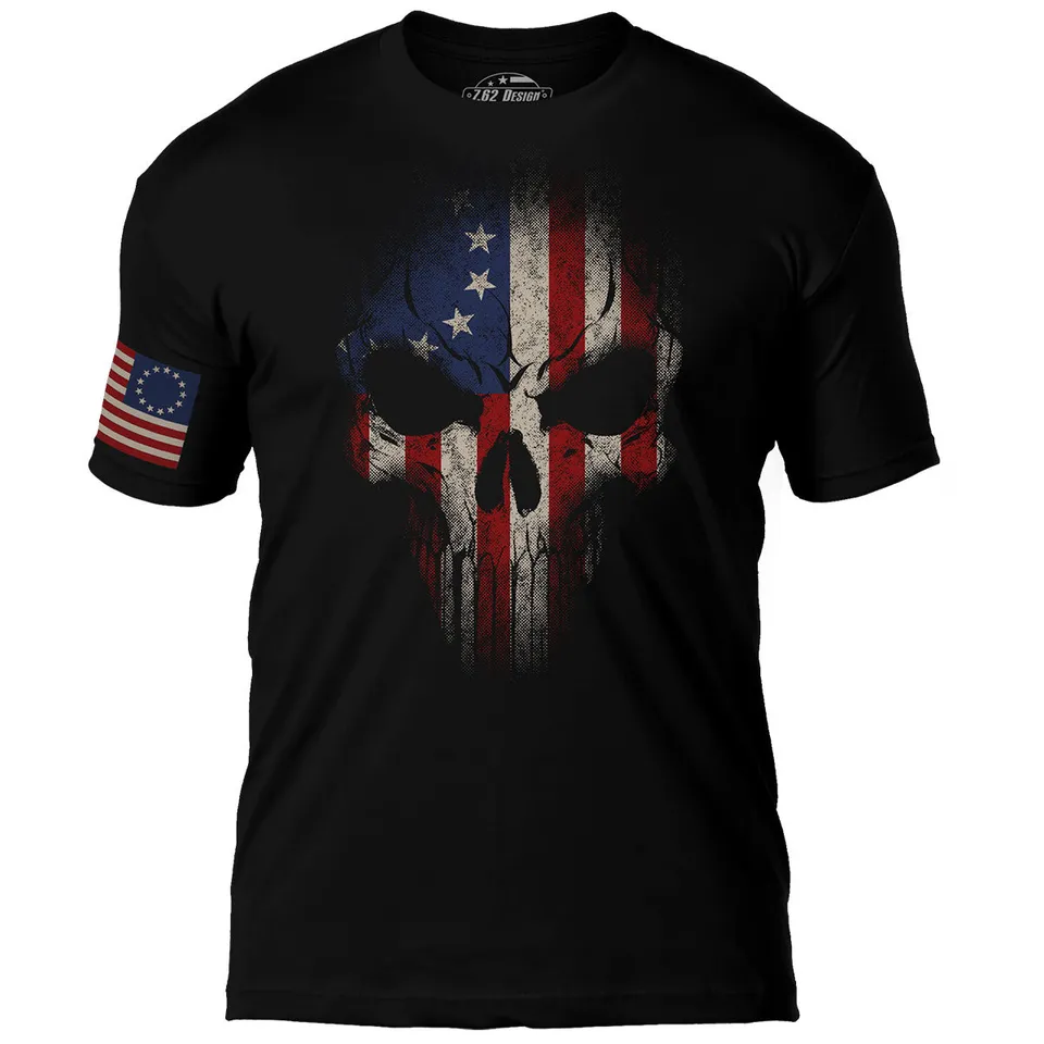 7.62 Design Betsy Ross Skull Maglietta Uomo Nera Cotone