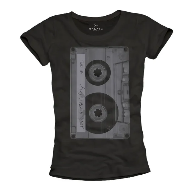 MAKAYA Tape T-Shirt Donna Musica Rock Maglietta L cotone