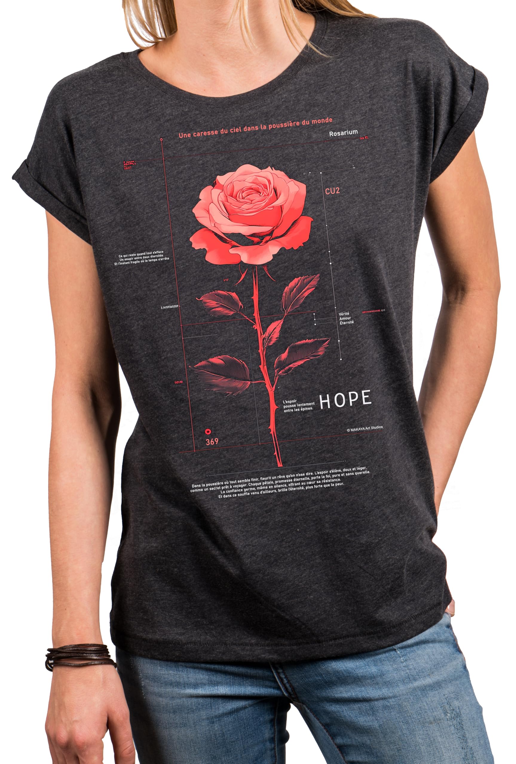 MAKAYA T-Shirt Donna Rose Rosa maglietta cotone taglia L