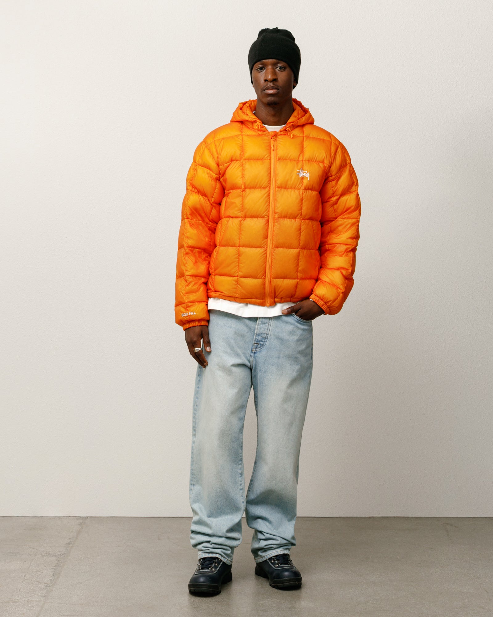 Stussy Midweight Hooded Puffer Piumino Orange Nylon