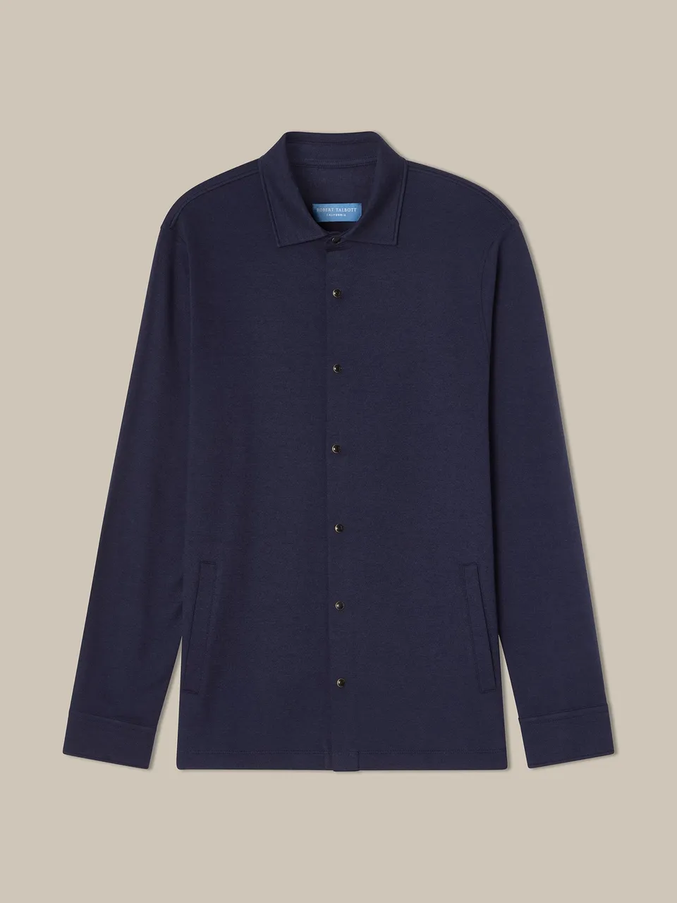 Robert Talbott Walter Cashmere Blend Camicia Navy Bottoni Automatici