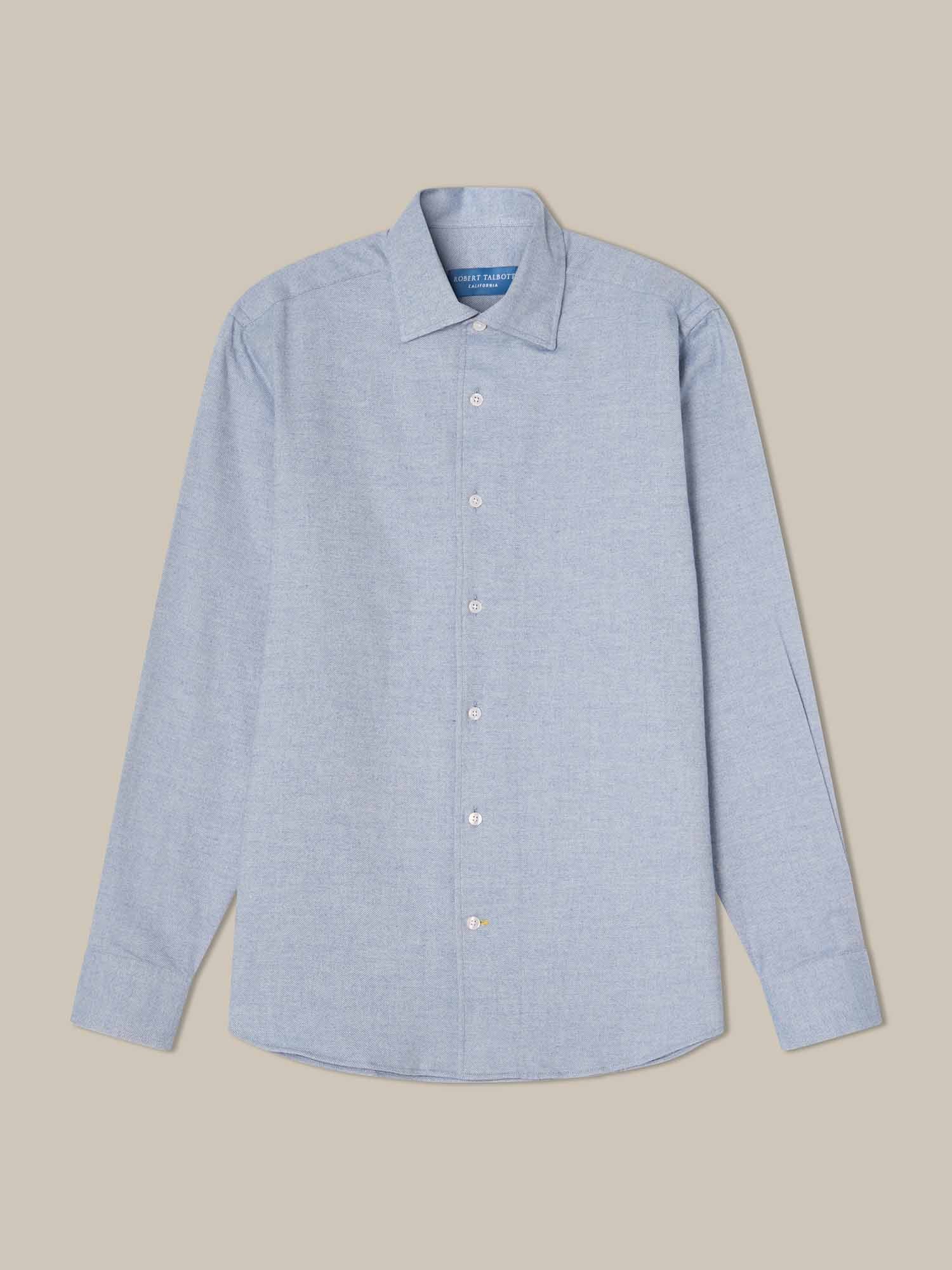 Robert Talbott Morgan camicia flanella blu manica lunga