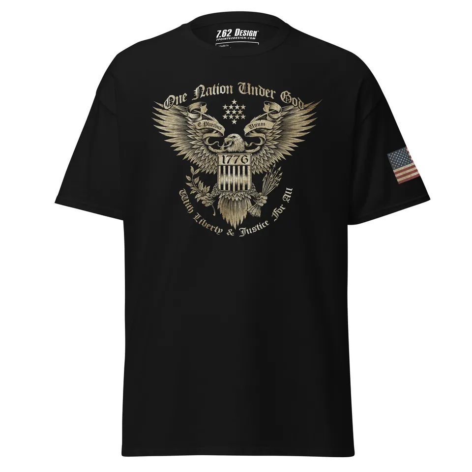 7.62 Design One Nation Maglietta Cotone Nera Aquila USA