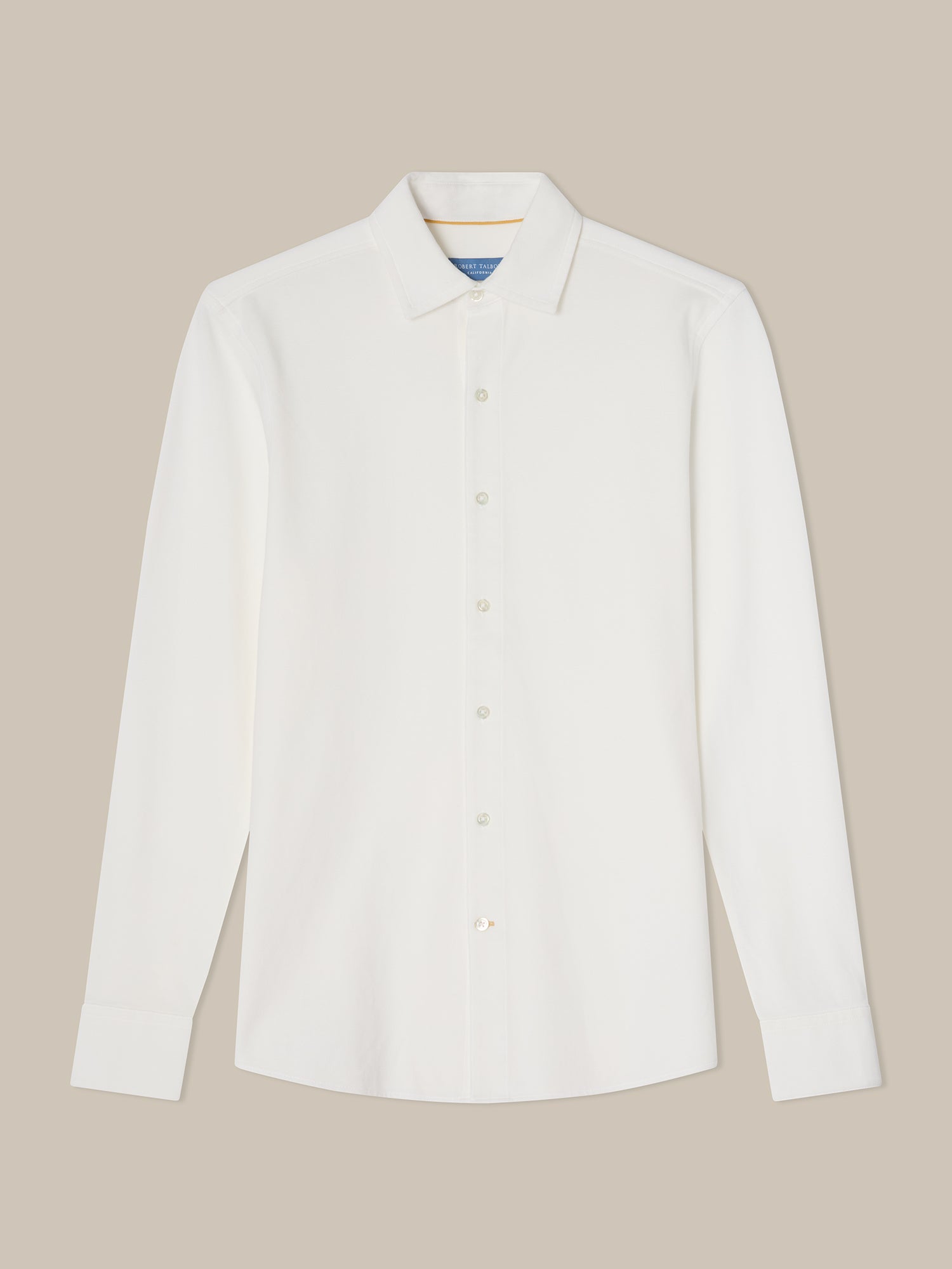 Robert Talbott Foster polo cotone bianco manica lunga