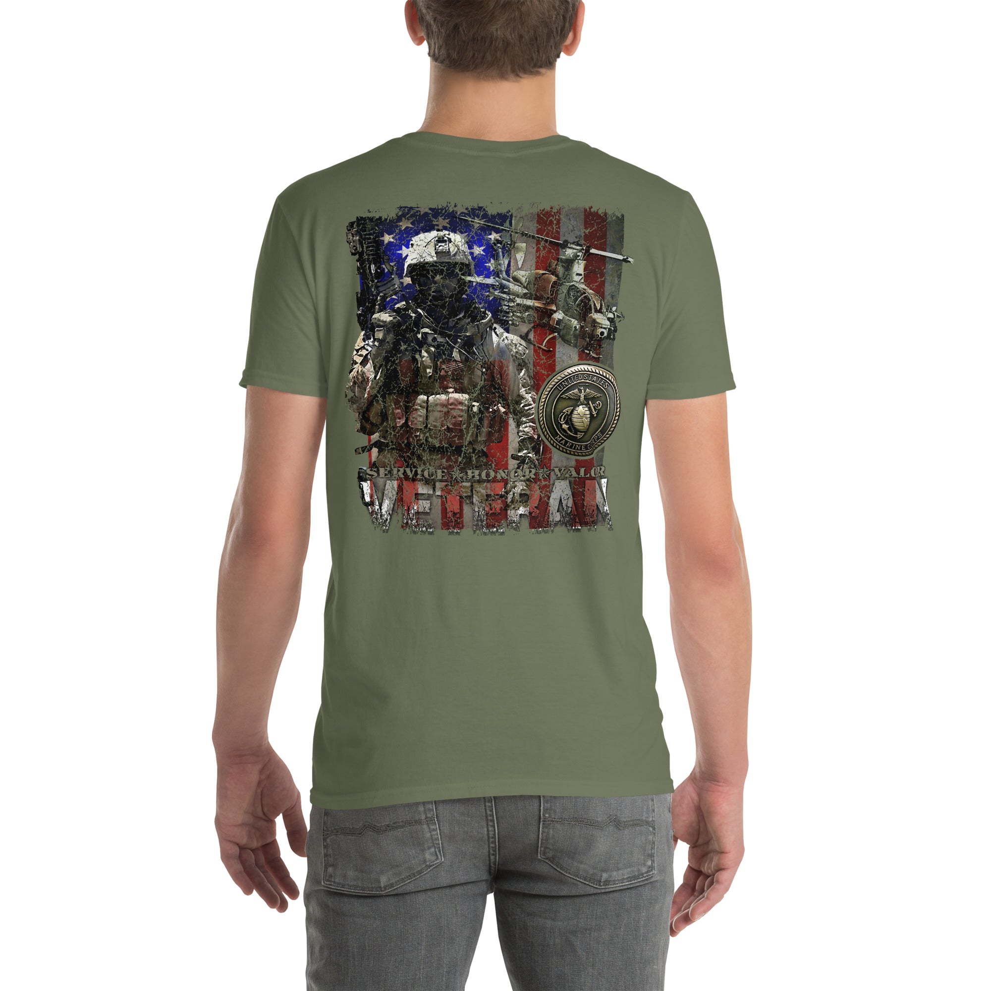 7.62 Design USMC Veteran Flag maglietta verde cotone XL