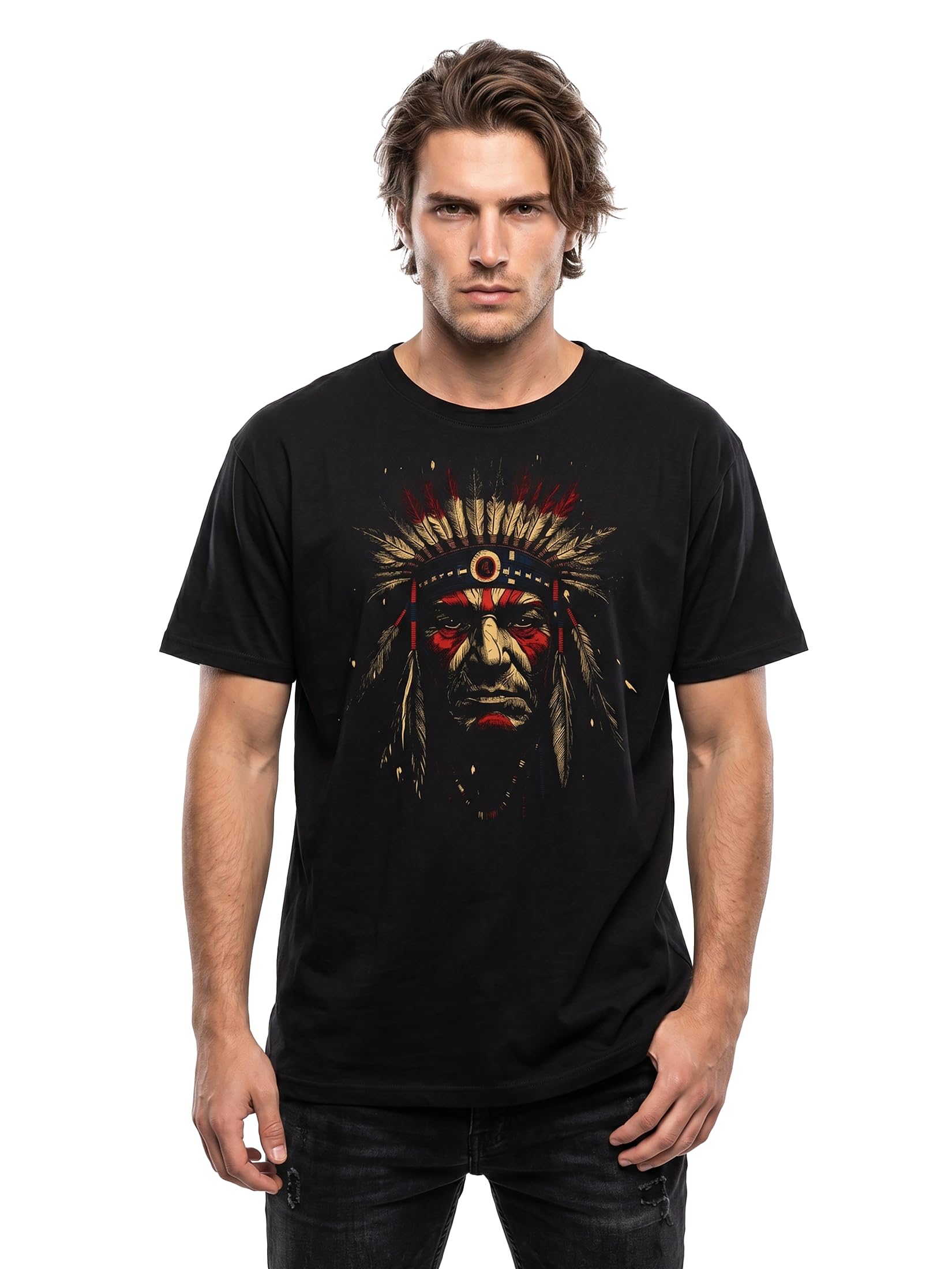 Makaya T-Shirt Uomo L Motivo Indiani Guerriero Cotone