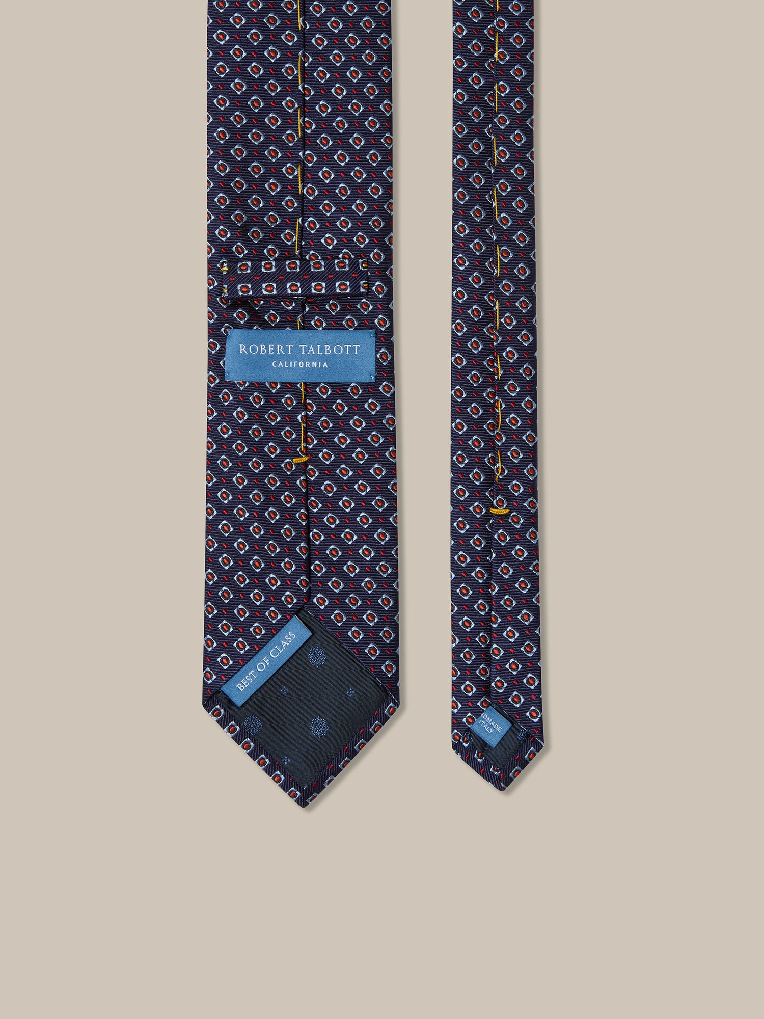 Robert Talbott Robert Cravatta Seta Blu Navy Geo Neat REG