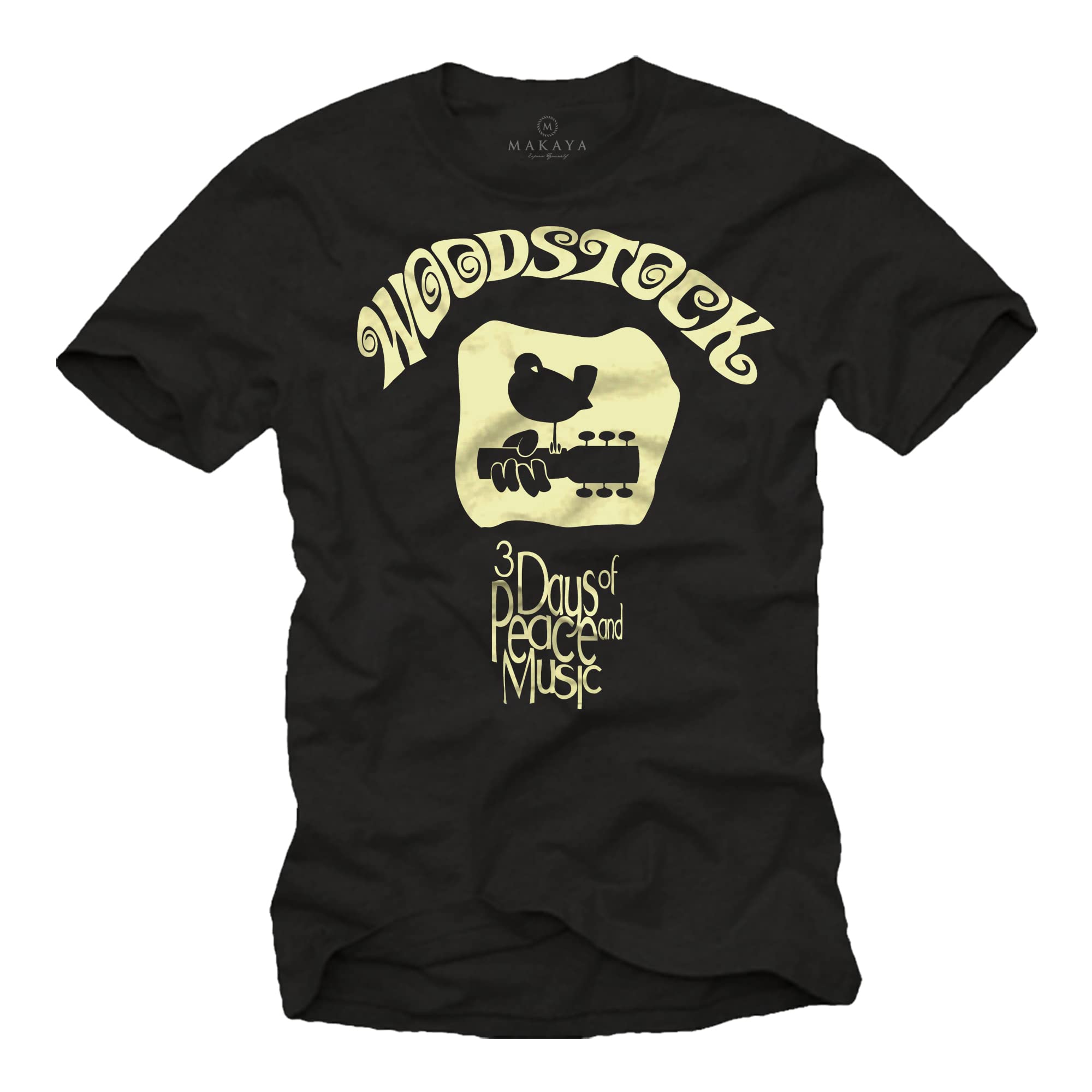 MAKAYA Woodstock T-Shirt Uomo Hippie Rock L 100% Cotone