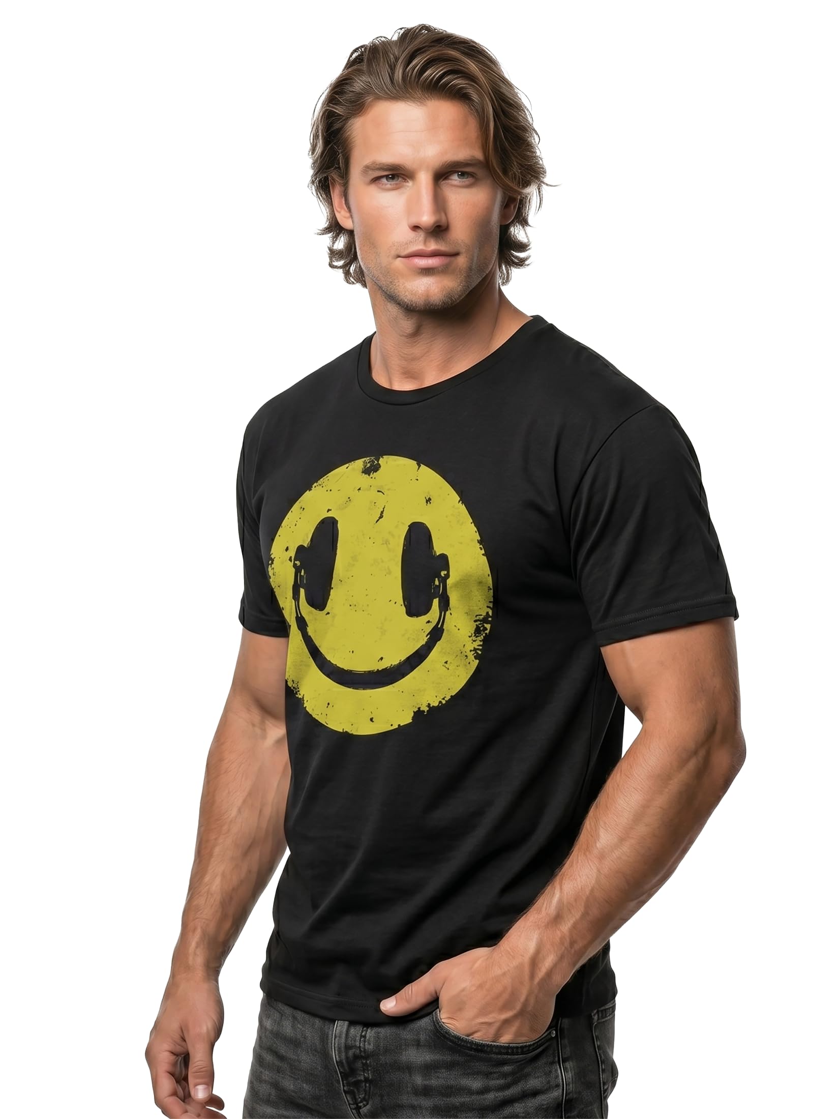 Makaya T-Shirt Uomo Musica House Cuffie Smile Cotone Verde