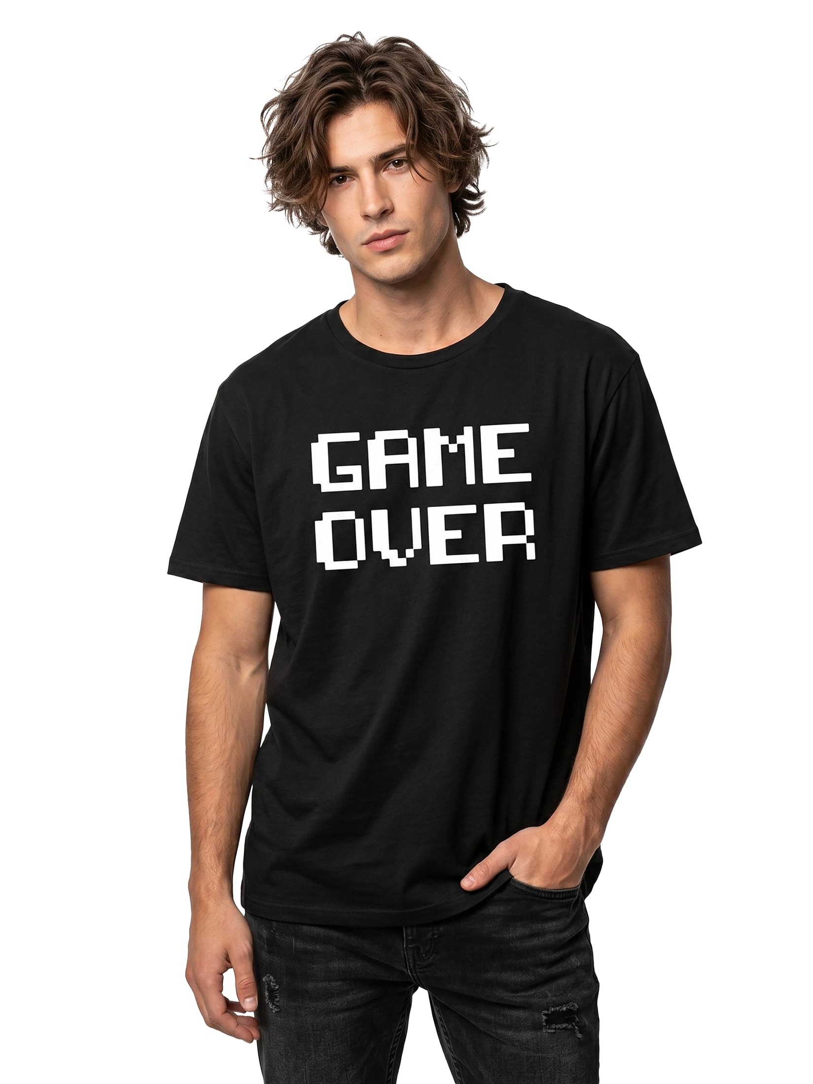 MAKAYA T-Shirt Uomo Game Over maglietta cotone taglia XL