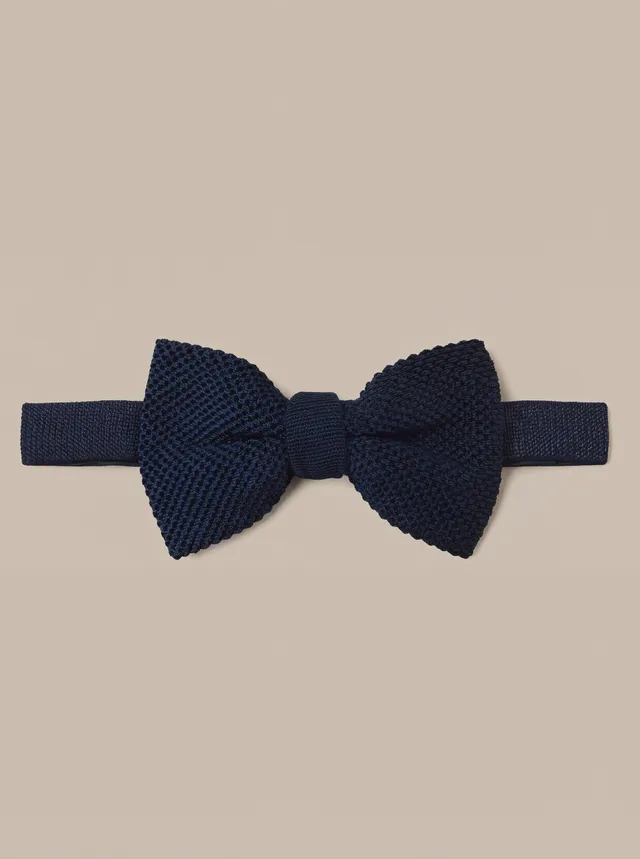 Robert Talbott Ryan papillon seta knit blu navy pre-annodato