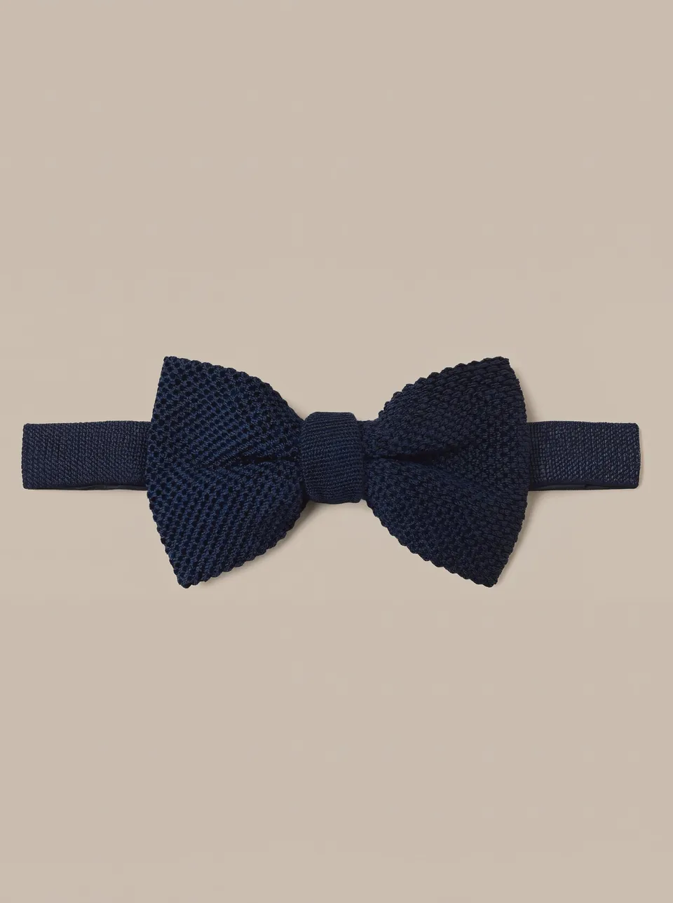 Robert Talbott Ryan papillon seta knit blu navy pre-annodato