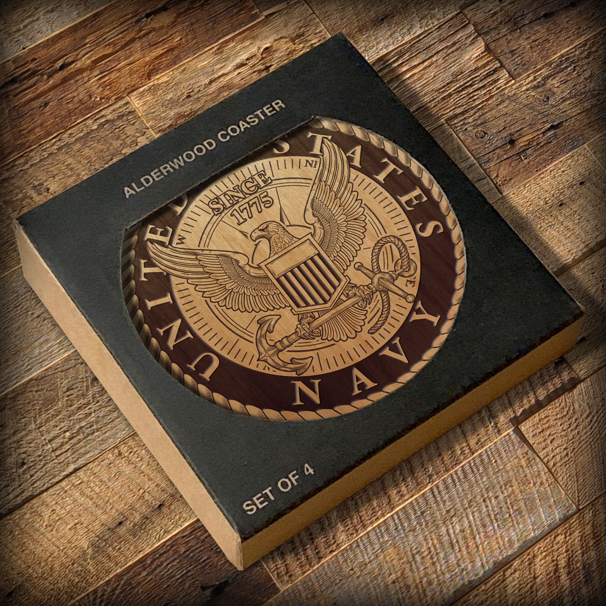 7.62 Design U.S. Navy sottobicchieri legno set 4 pezzi
