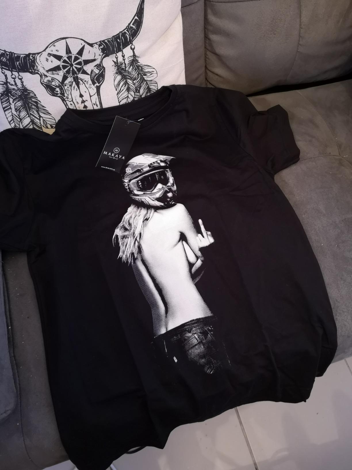 MAKAYA T-Shirt Uomo Casco Motocross Maglietta XL Cotone