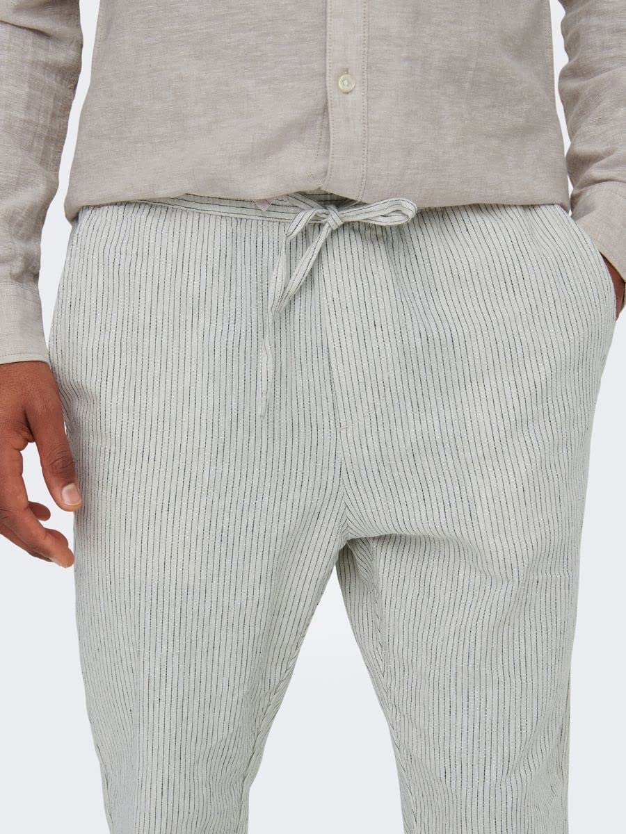 Only & Sons Onslinus Crop Pantaloni Lino Uomo M Teak