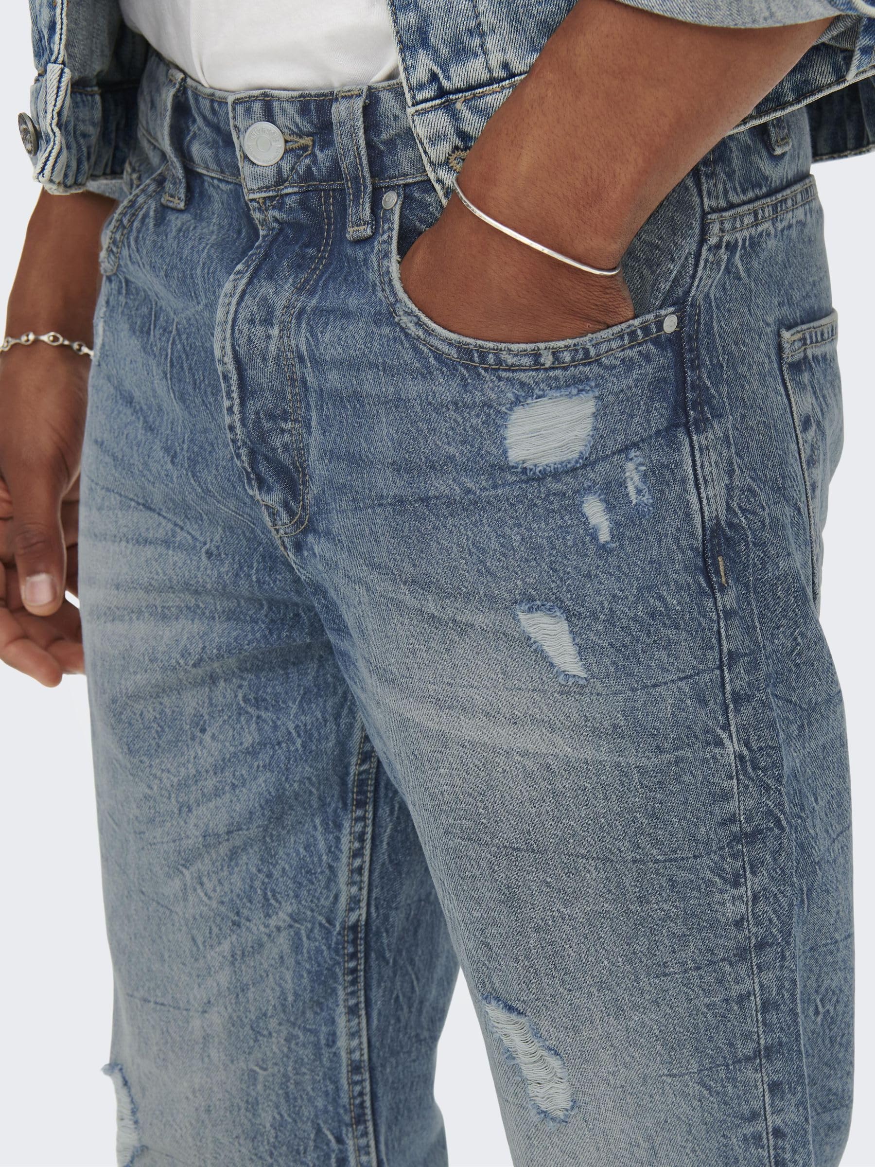 Only & Sons Jeans Uomo 33W/34L Blu Pacco da 2