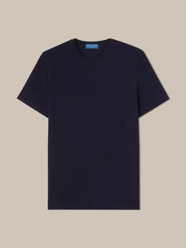 Robert Talbott Dean t-shirt navy cotone stretch