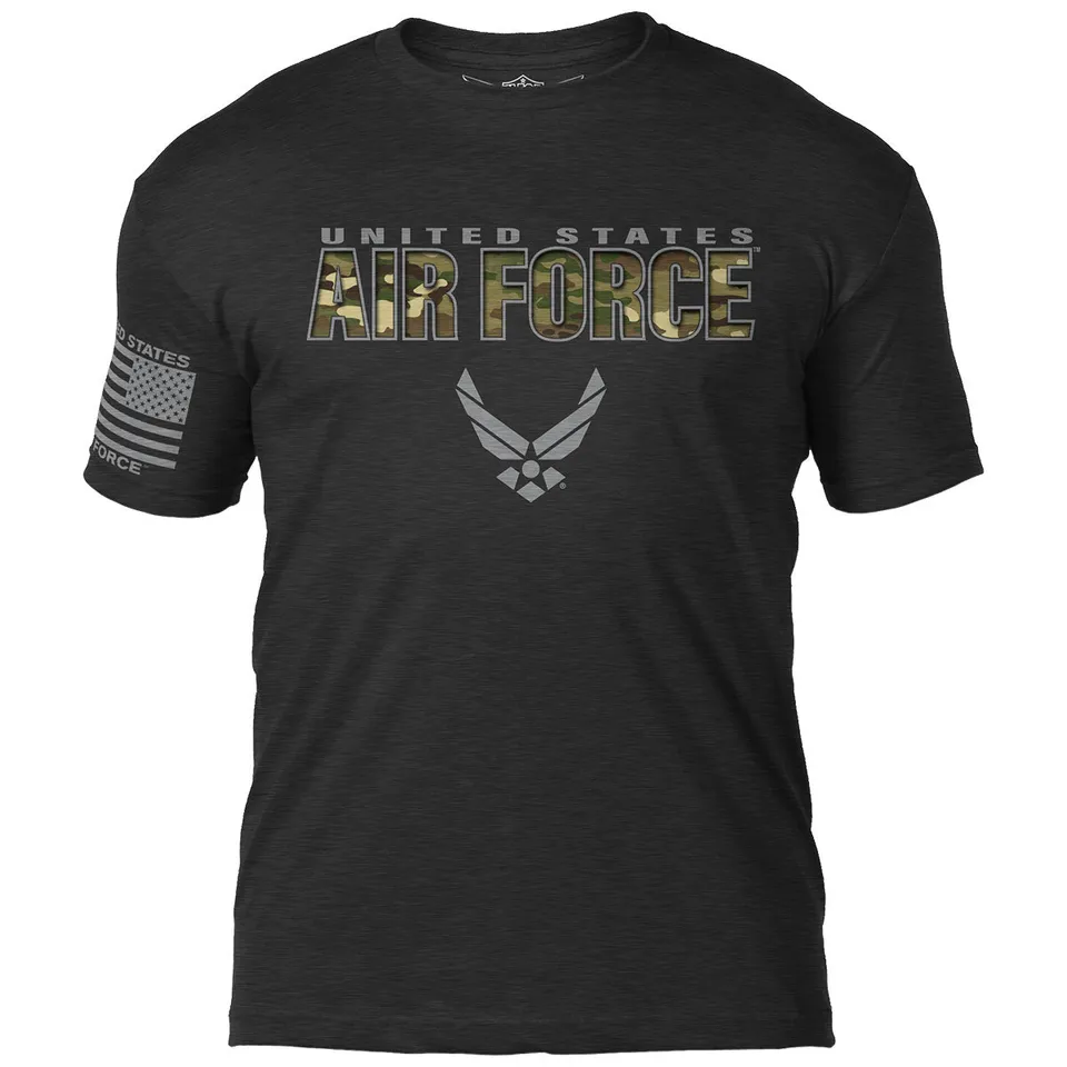 7.62 Design USAF Camo Text maglietta nero mimetico