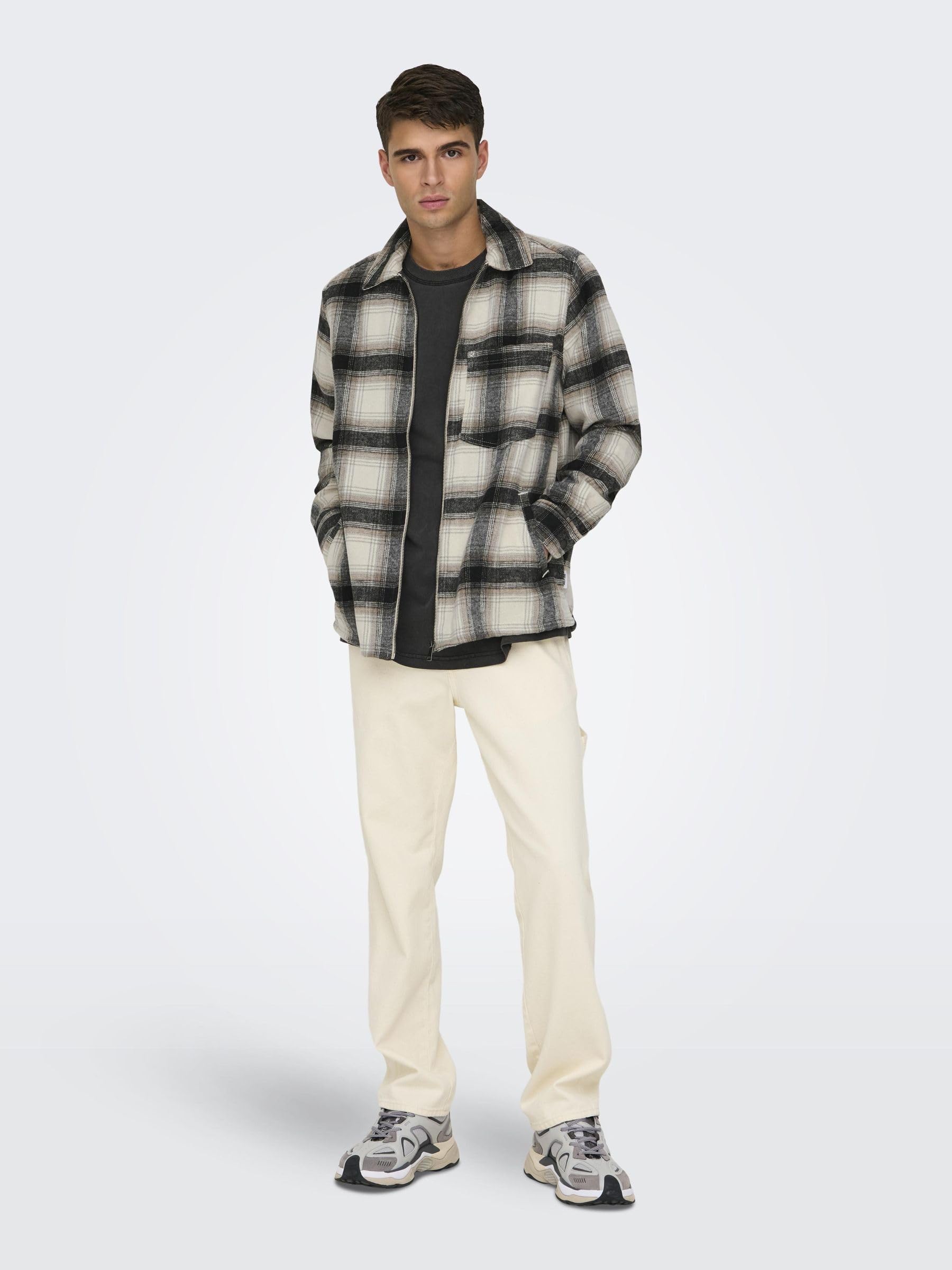 ONLY & SONS Onsaustin camicia uomo zip bianca S