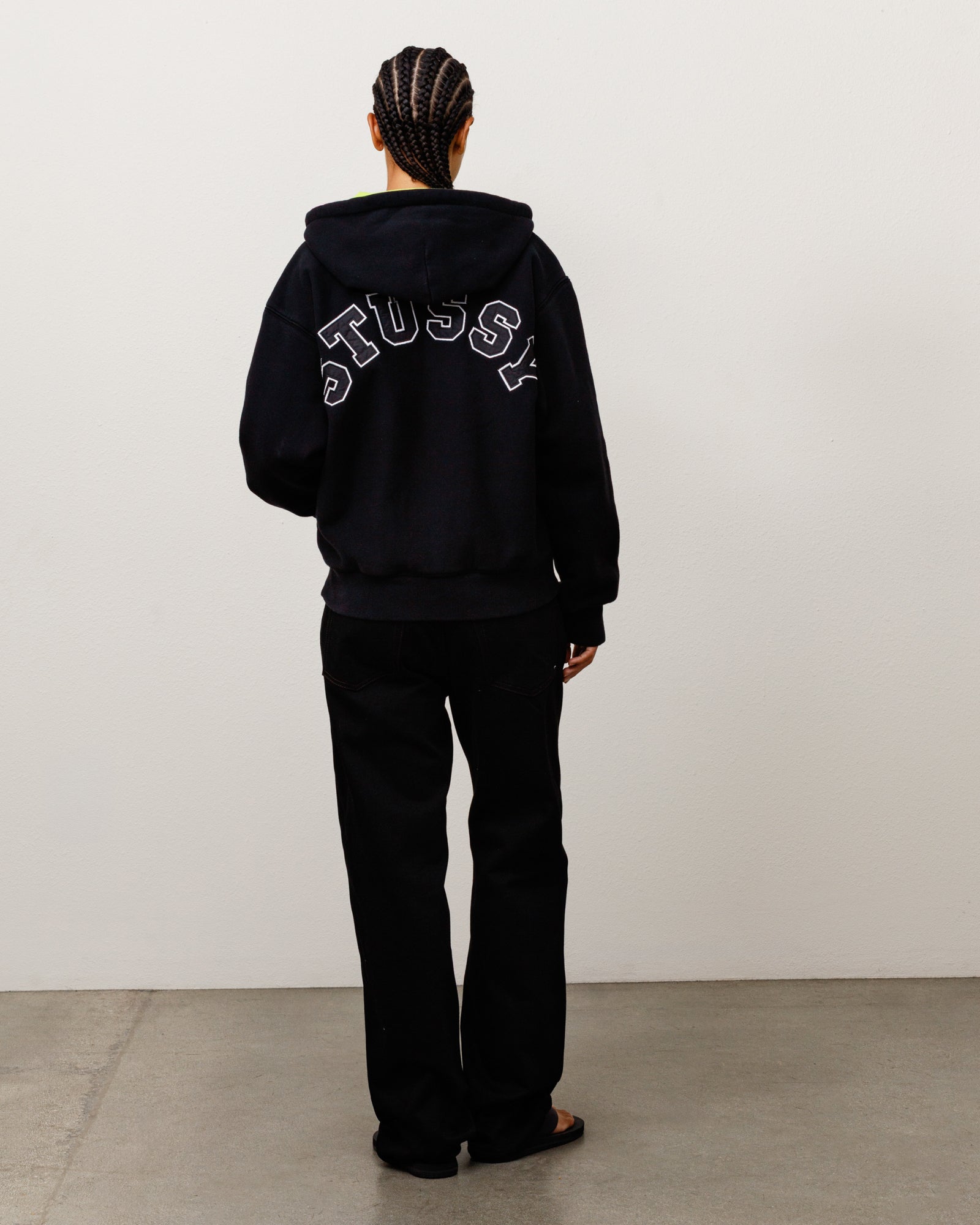 Stussy Double Faced Zip Hoodie felpa nera double face 360 gsm