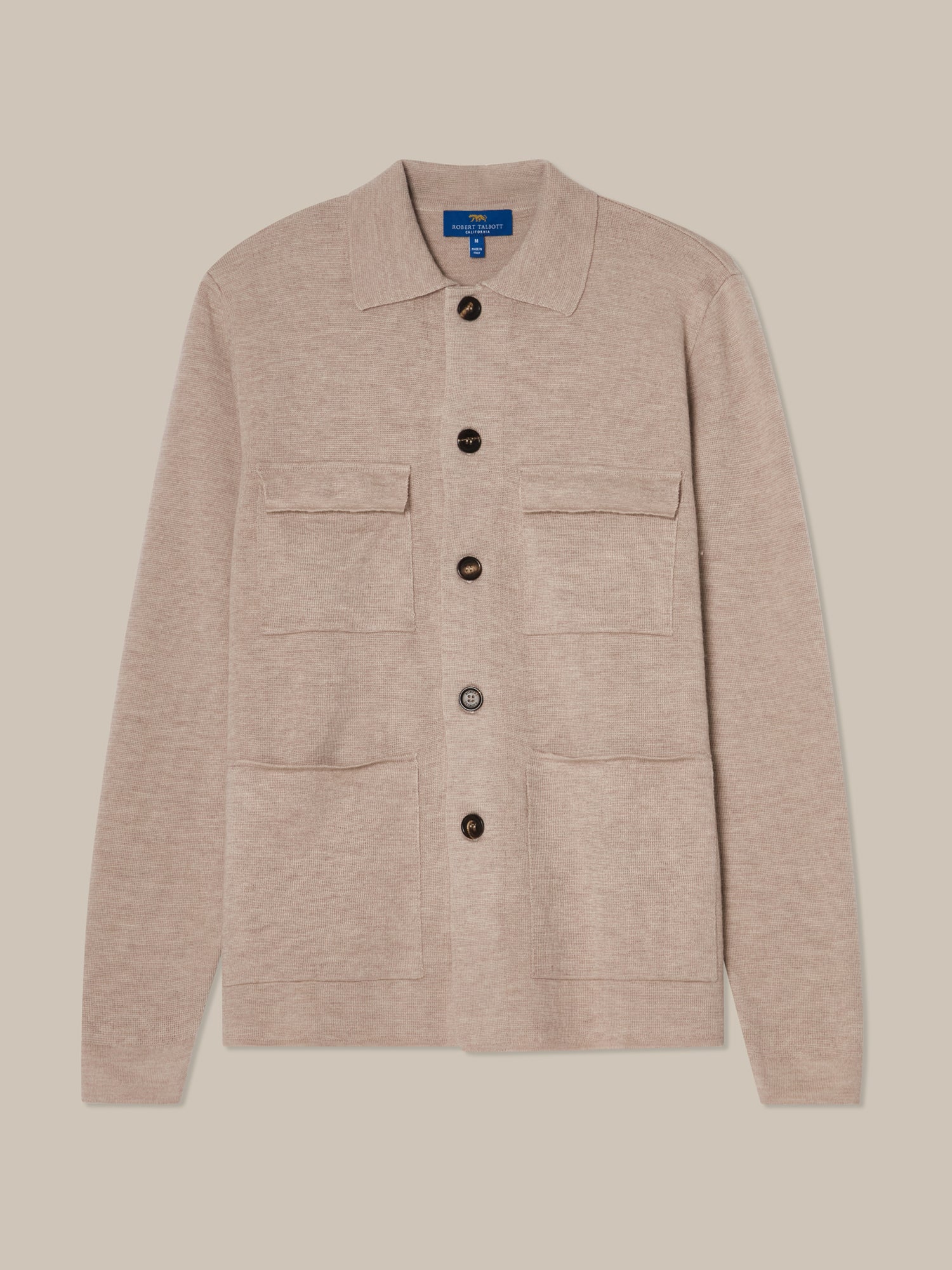 Robert Talbott Landon Giacca Maglia Merino Sabbia