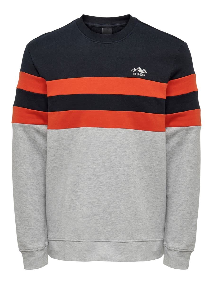 Only & Sons felpa uomo S grigio chiaro melange cotone