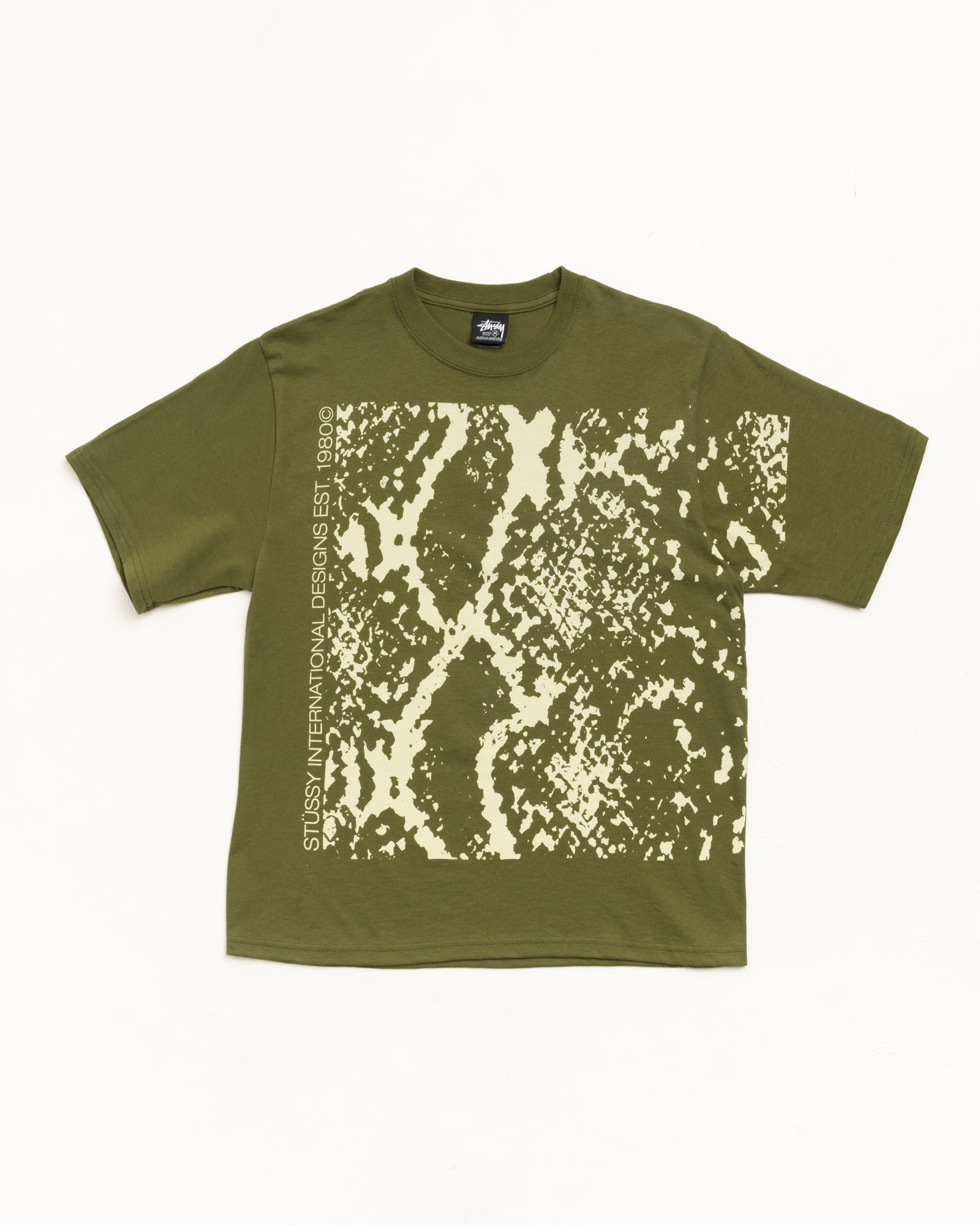 Stussy Snakeskin Tee maglietta oliva 100% cotone