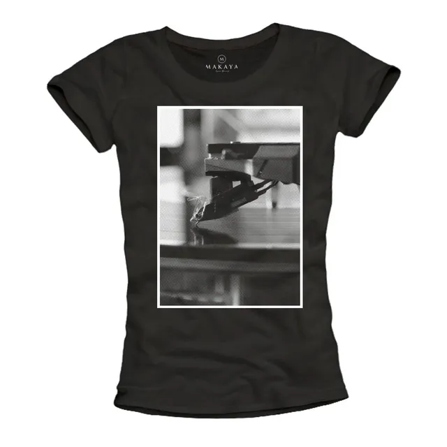 MAKAYA T-Shirt Donna Maglietta Cotone DJ Giradischi Taglia L