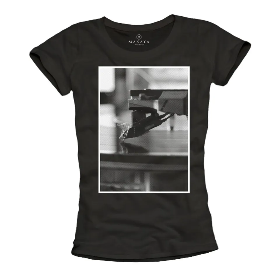 MAKAYA T-Shirt Donna Maglietta Cotone DJ Giradischi Taglia L