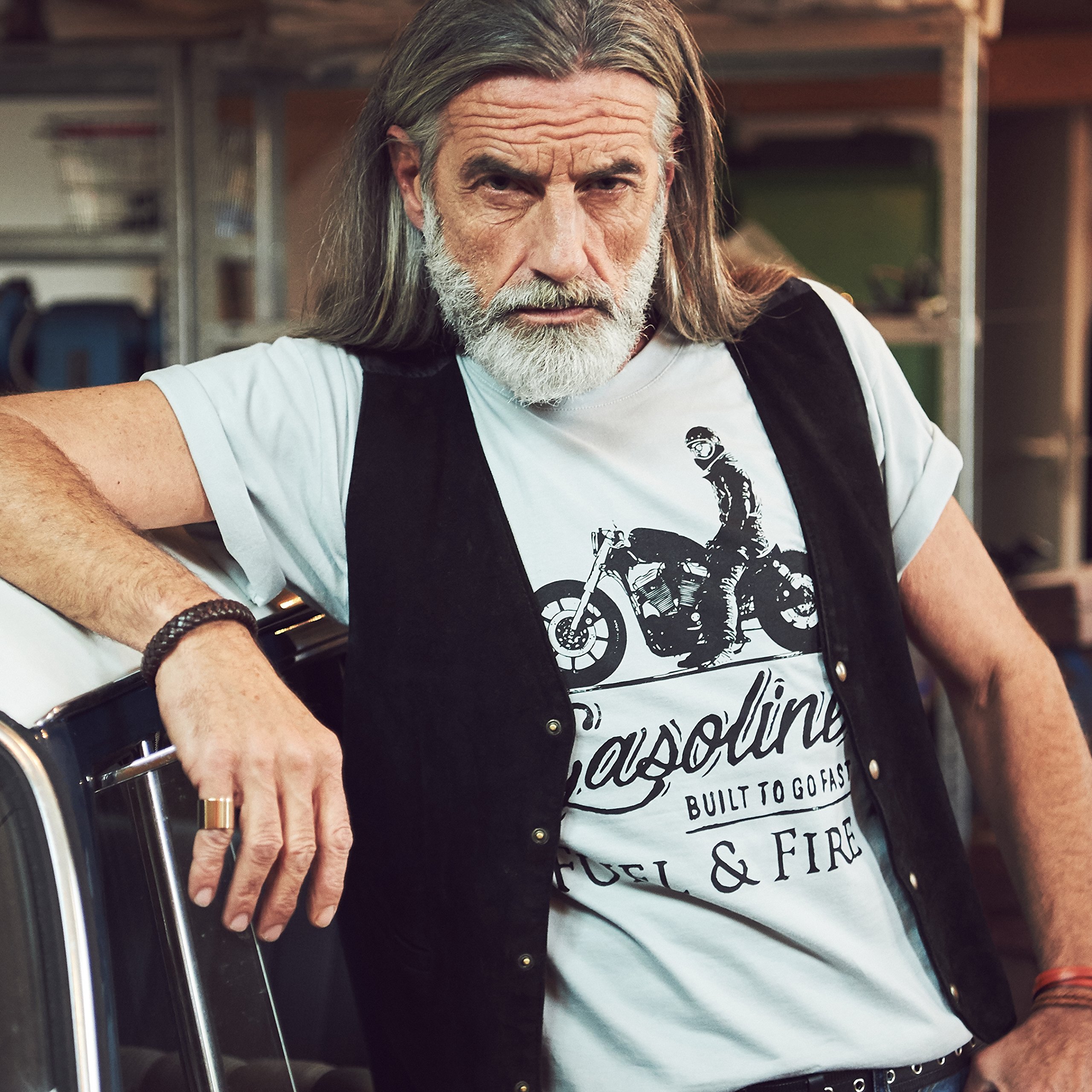 MAKAYA Cafe Racer Vintage T-Shirt Moto Uomo XL