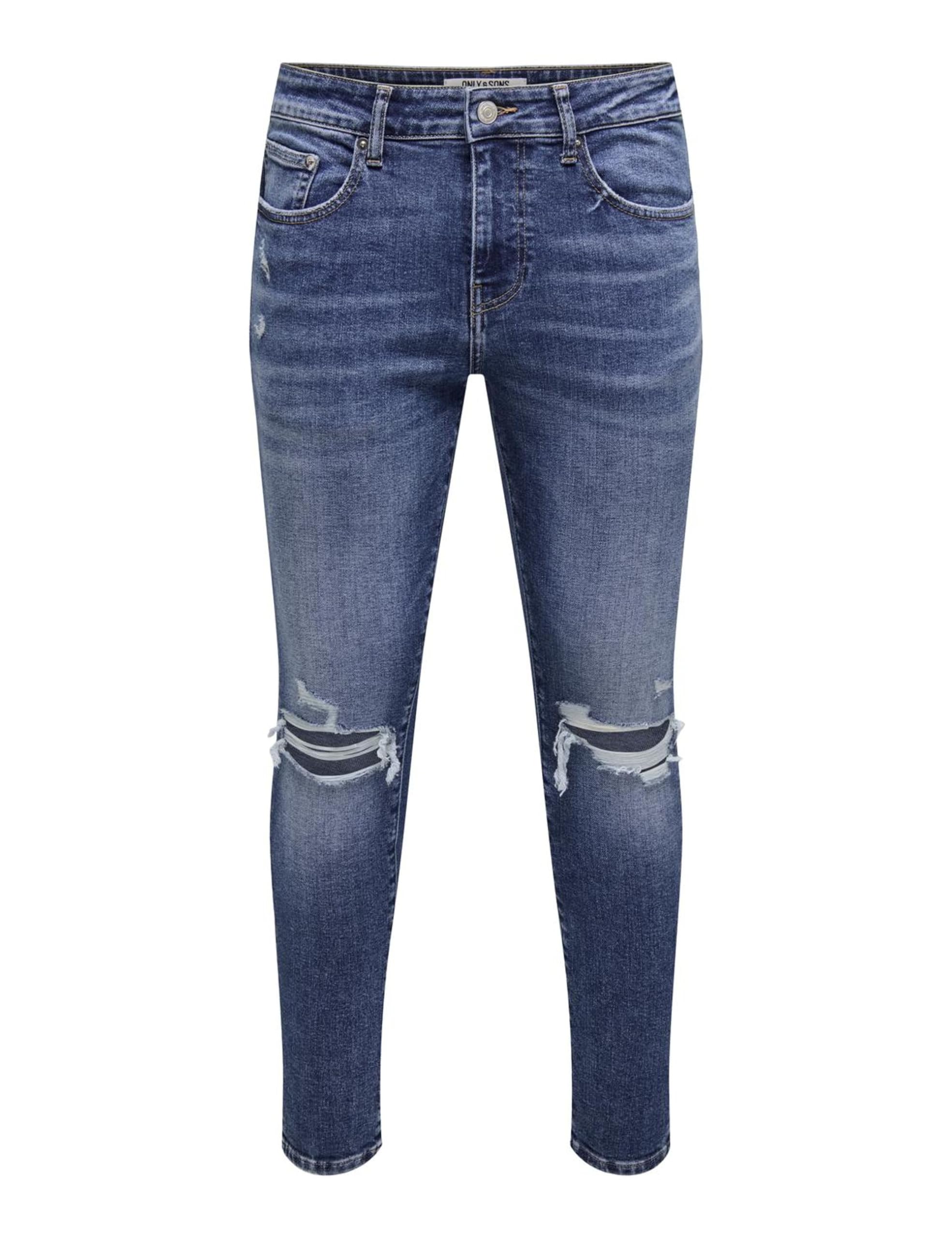 Only & Sons Onswarp Skinny Destroy Jeans Blu Jeans Scuro