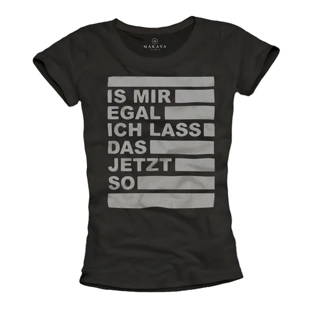 MAKAYA T-Shirt Donna Non Mi Interessa maglietta nera M cotone