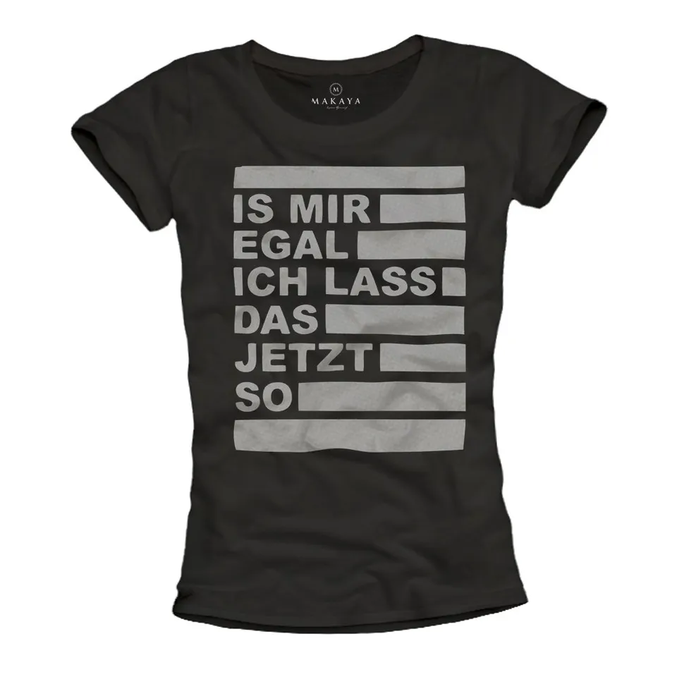 MAKAYA T-Shirt Donna Non Mi Interessa maglietta nera M cotone