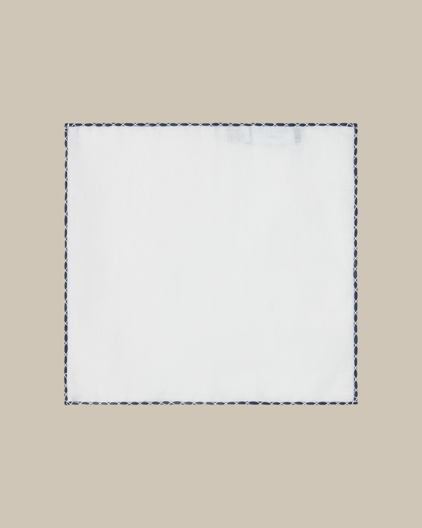 Robert Talbott Carlton Linen Cross Stitch Border pochette bianca