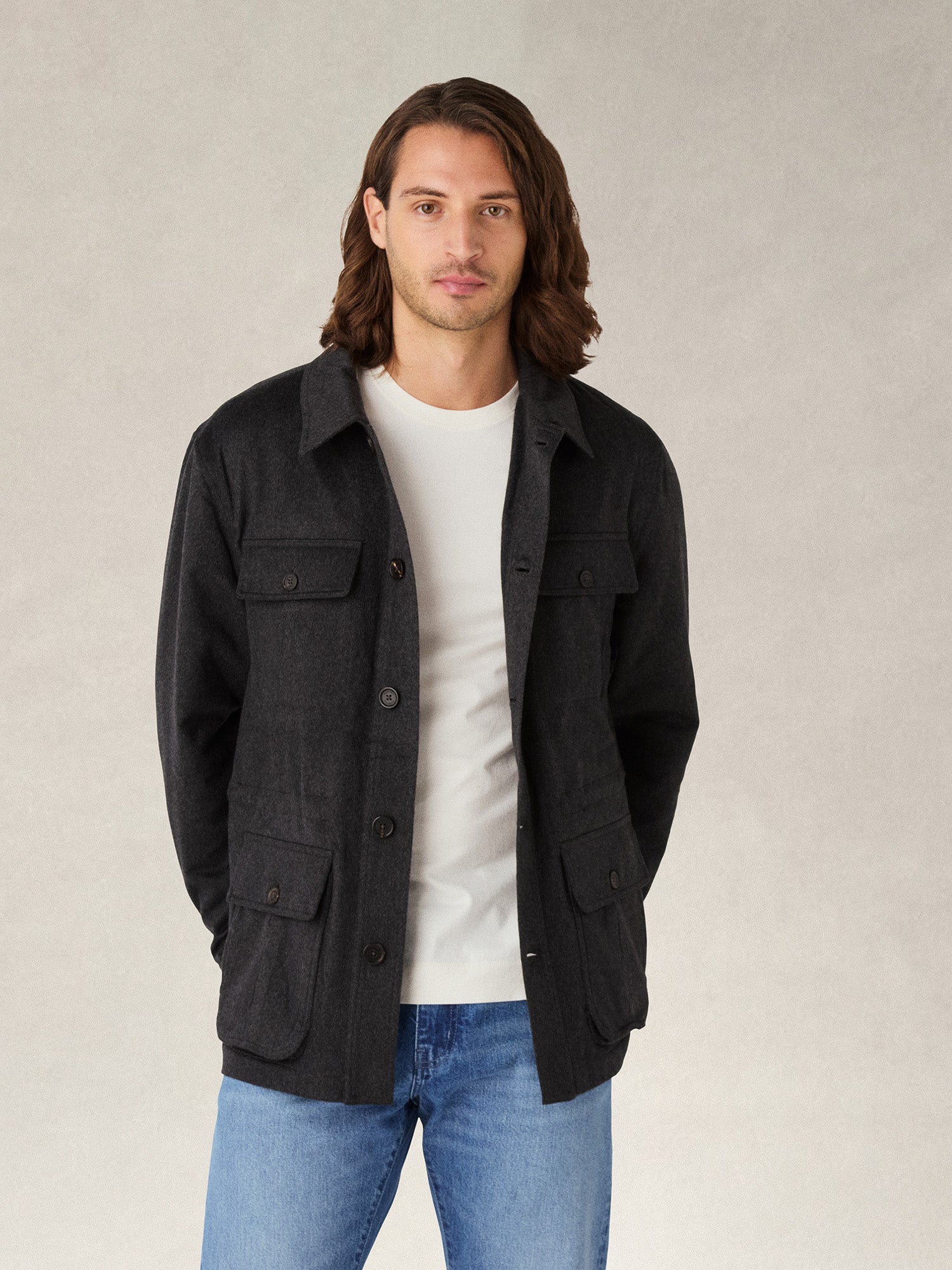 Robert Talbott Ross Field Jacket giacca cashmere grigio medio