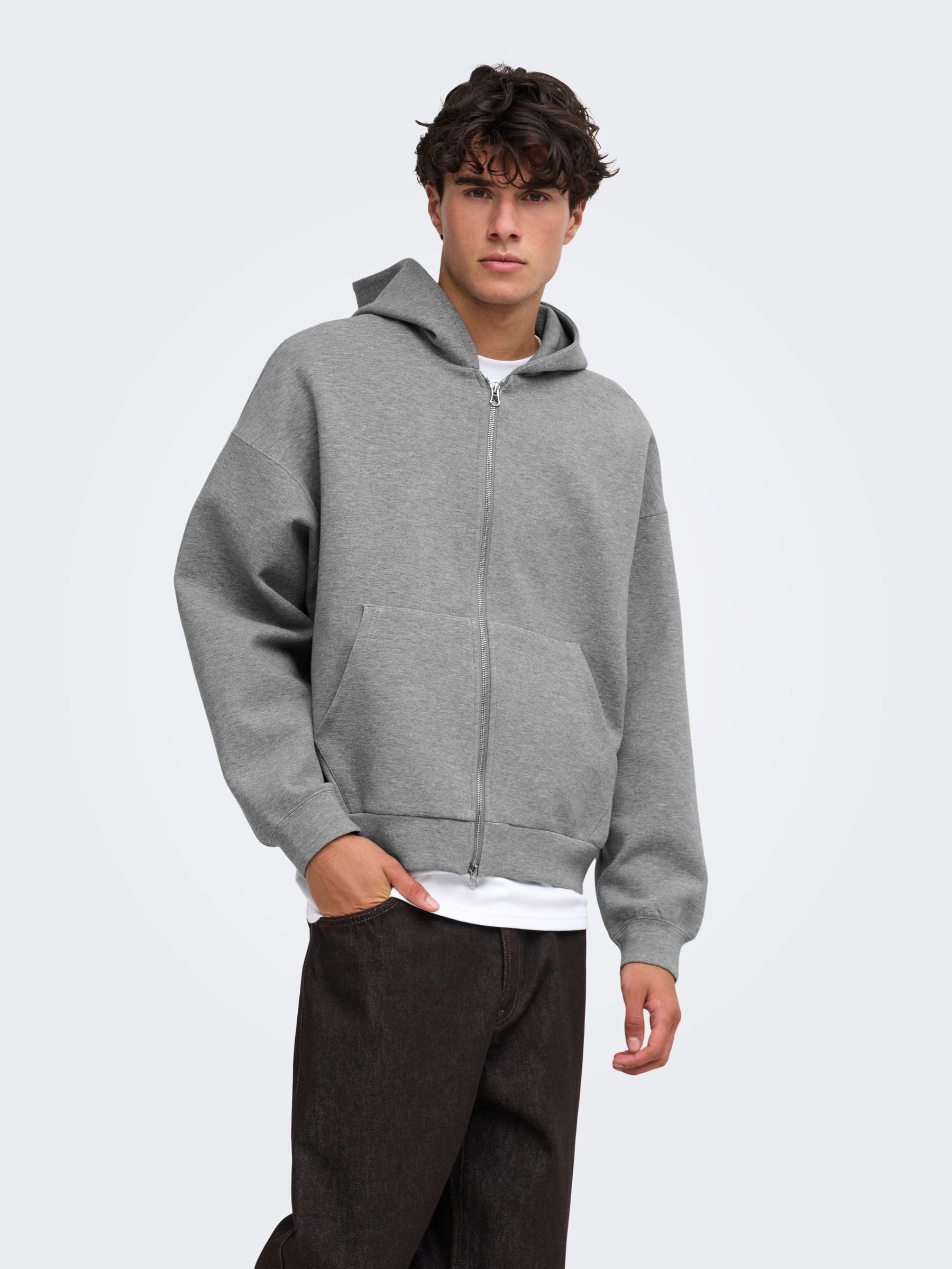 Only & Sons Onsgoyle Boxy Felpa Cappuccio Zip Uomo