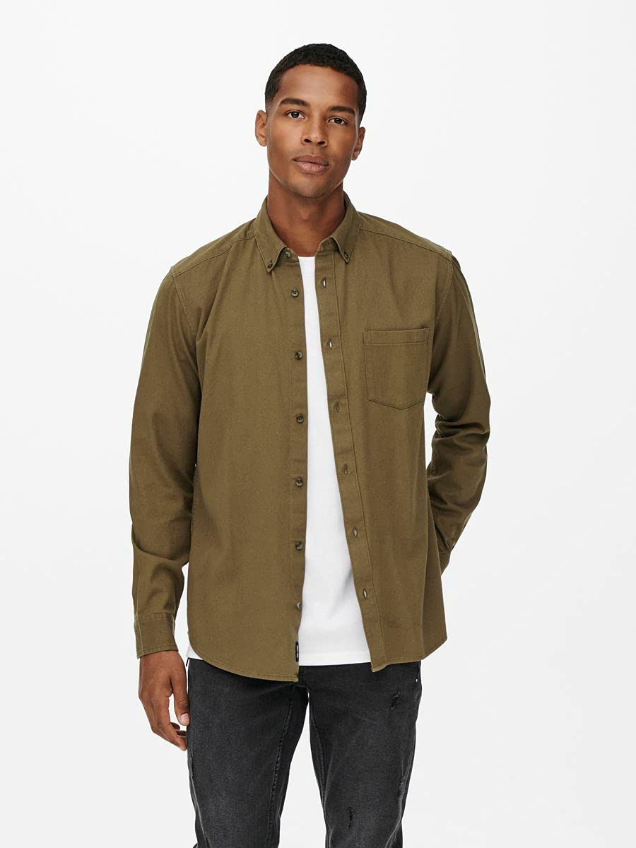 ONLY & SONS Bryce Camicia S Cotone Bio Maniche Lunghe
