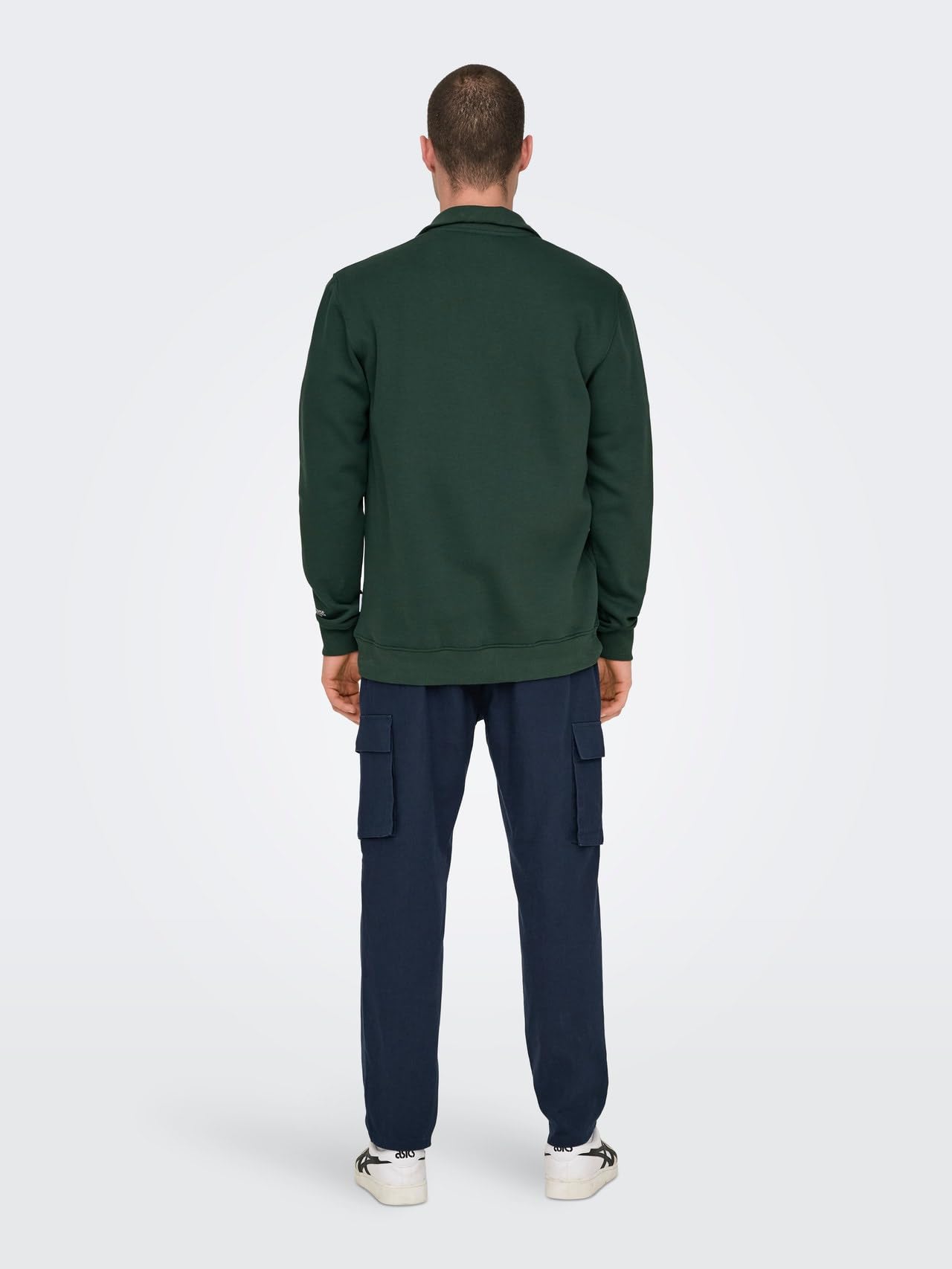 Only & Sons Pullover Uomo Zip Collo Alto Verde-4 Basic