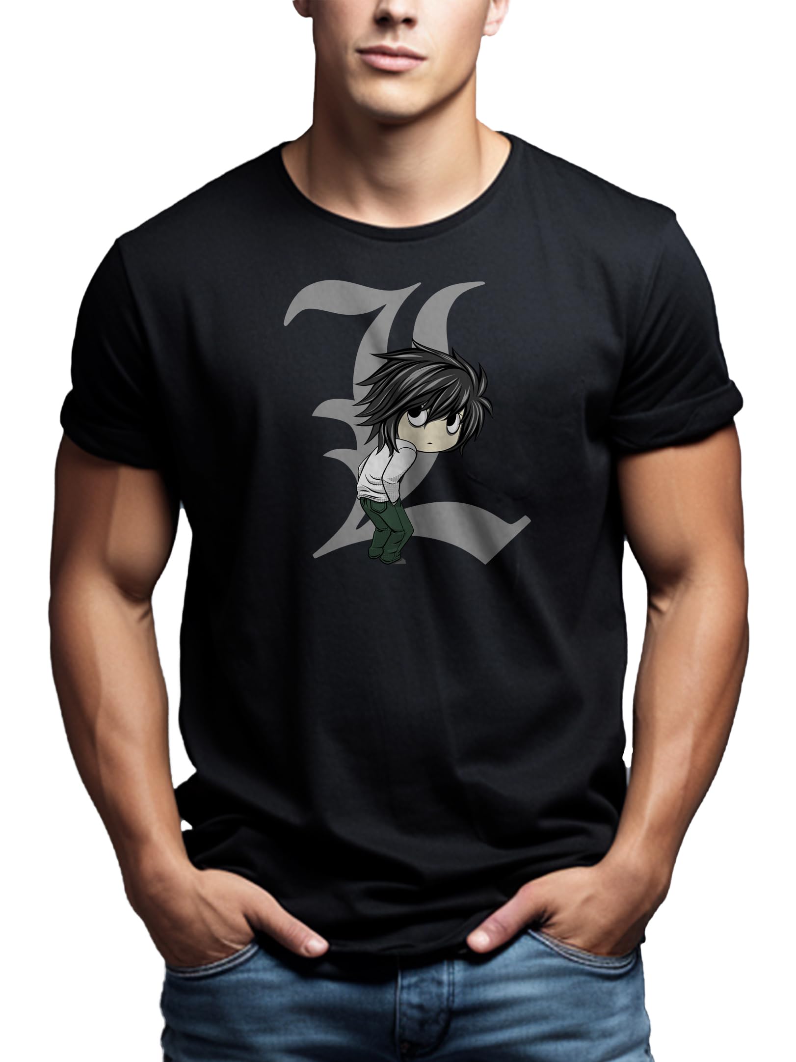 Makaya Death by Ryuk T-Shirt Uomo Nera Cotone Anime