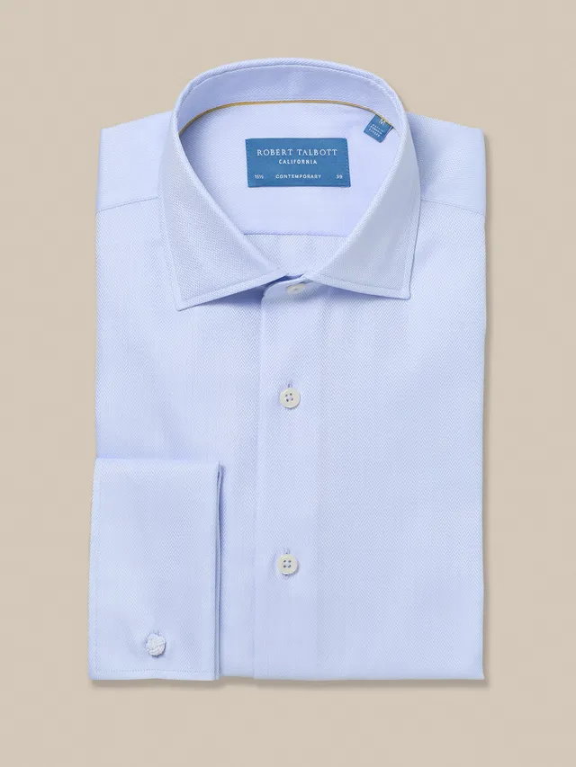 Robert Talbott Reynolds camicia spigato azzurra gemelli