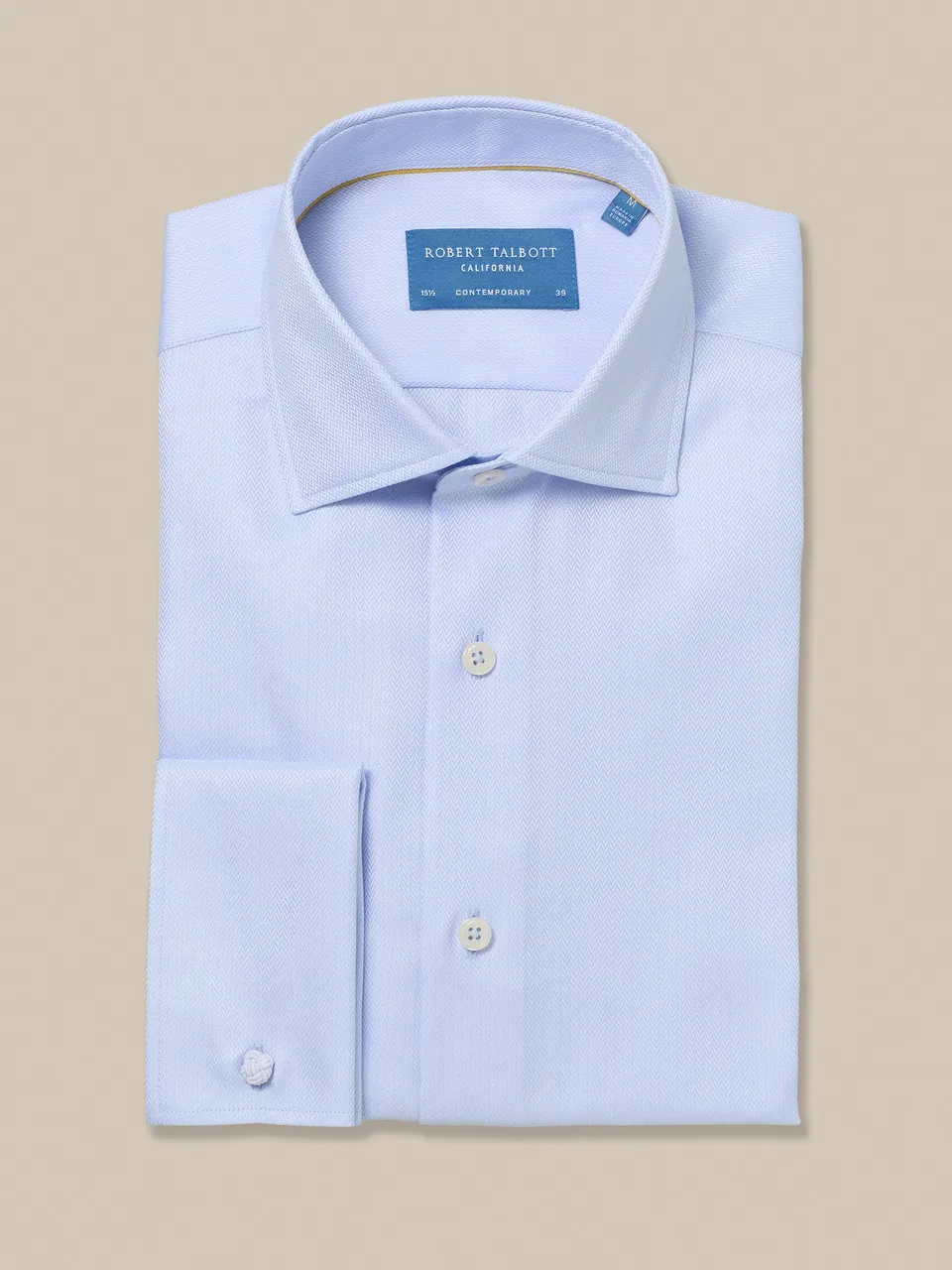 Robert Talbott Reynolds camicia spigato azzurra gemelli