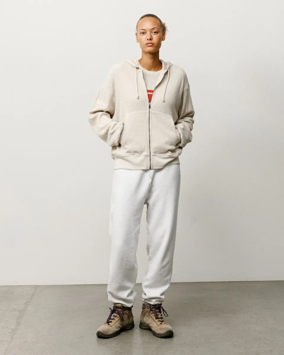 Stussy Lightweight Thermal Hoodie felpa bone con zip